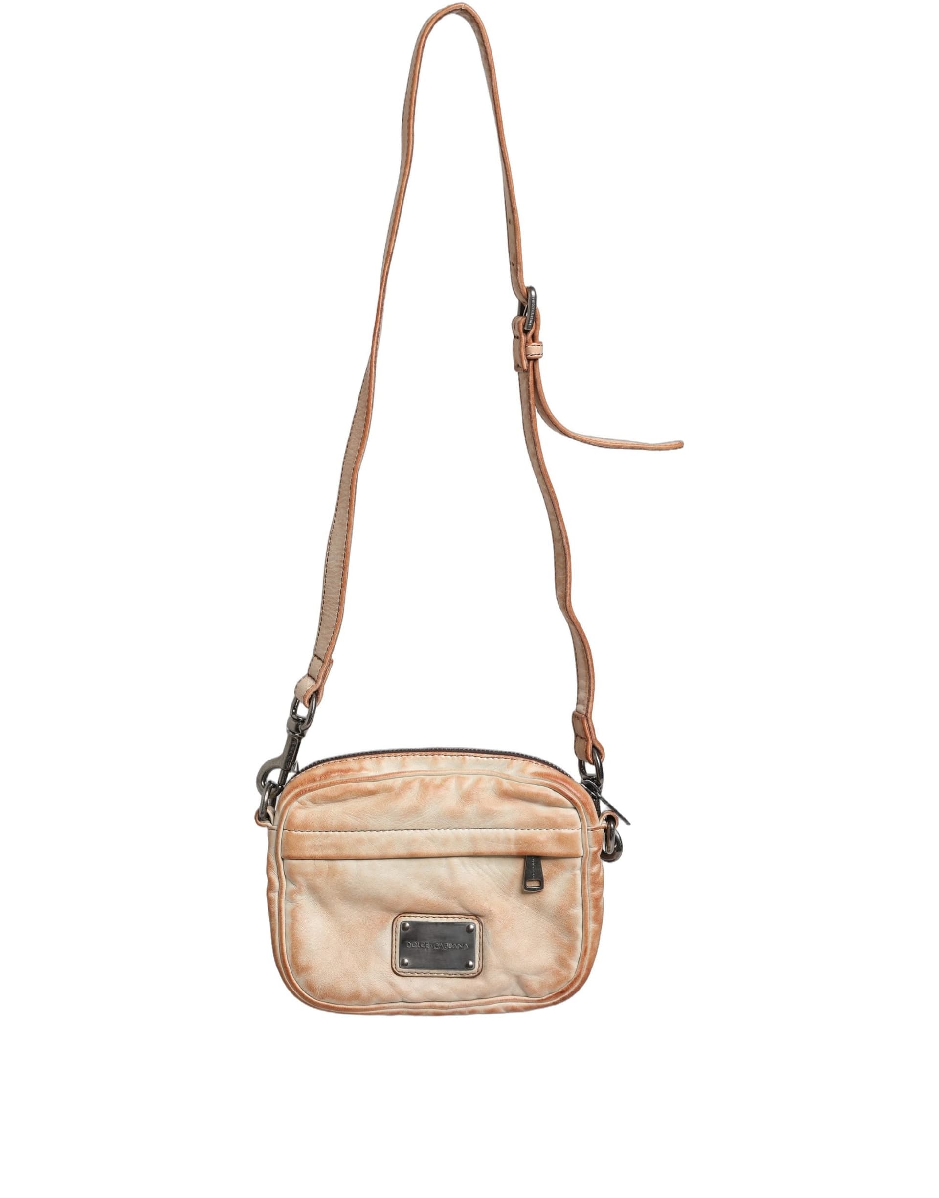 Dolce & Gabbana Beige Vintage Leather Logo Plaque Shoulder Borse Men Bag - 3