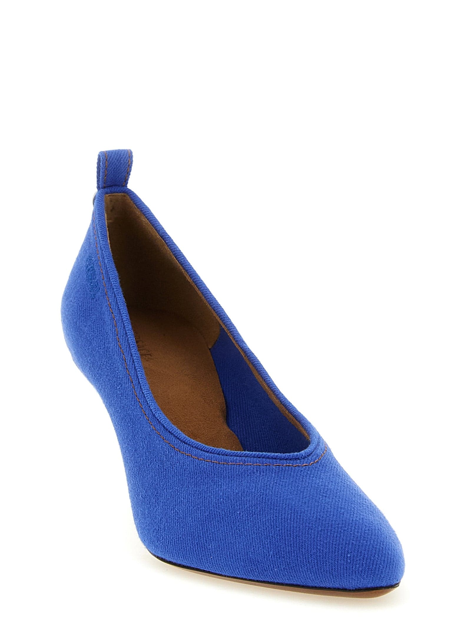Versace Blue Cotton Mid Heel Pumps - 2