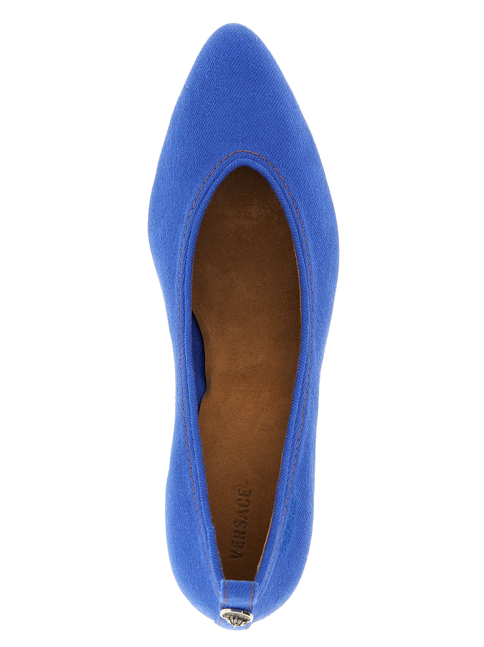 Versace Blue Cotton Mid Heel Pumps - 4