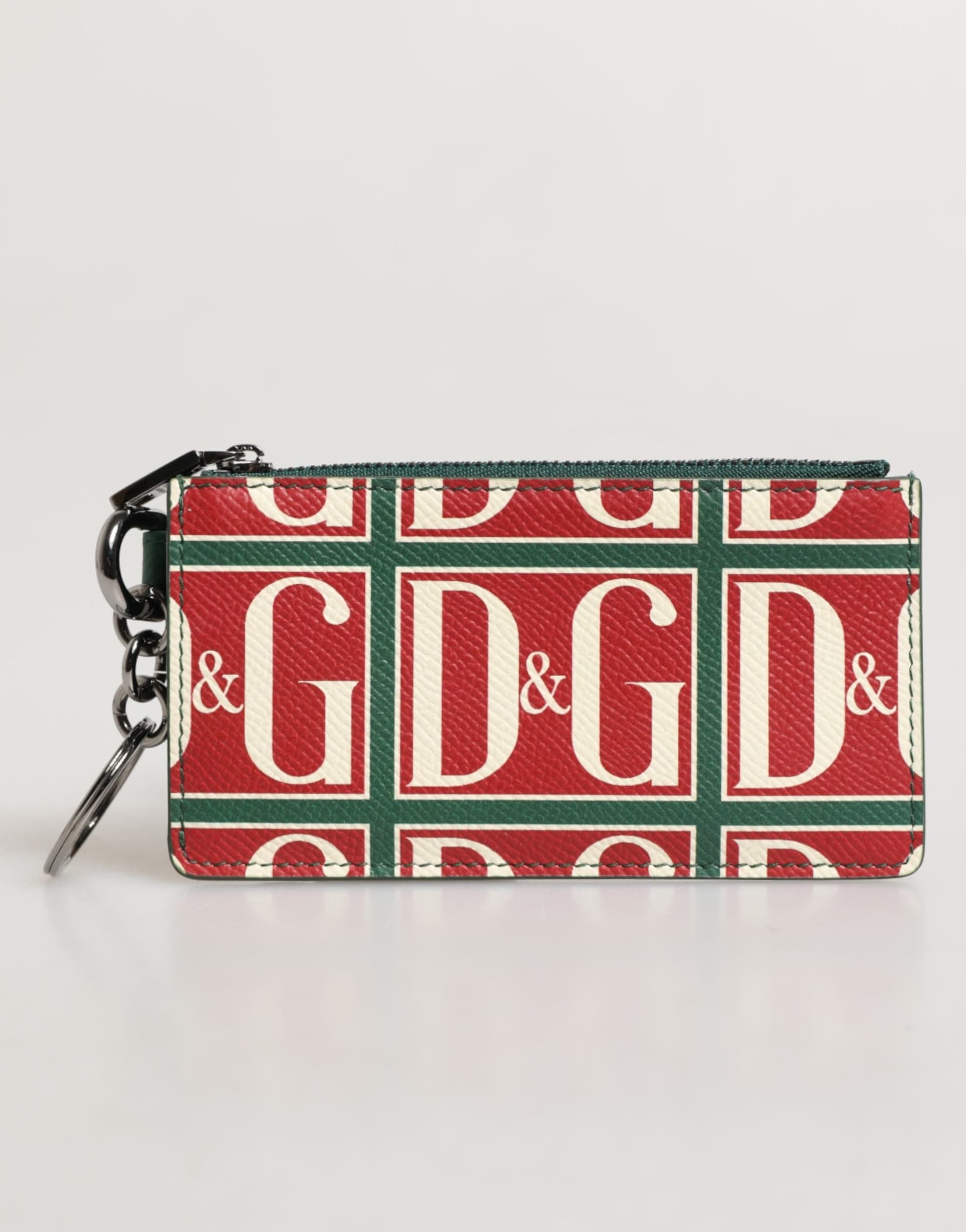 Dolce & Gabbana Green Calf Leather Logo Print Monogram Card Holder Wallet - 5