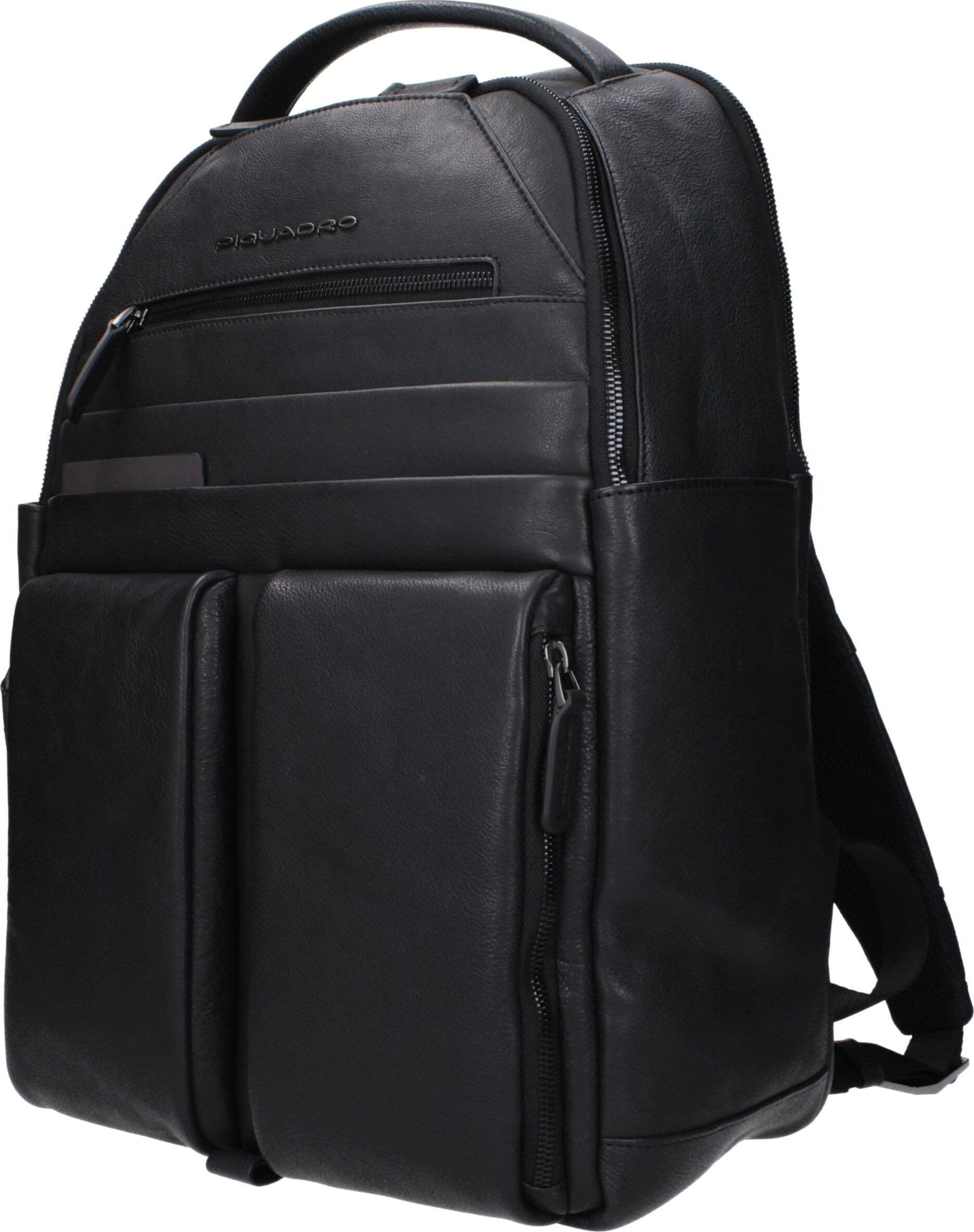 Piquadro Black Leather Backpack - 2