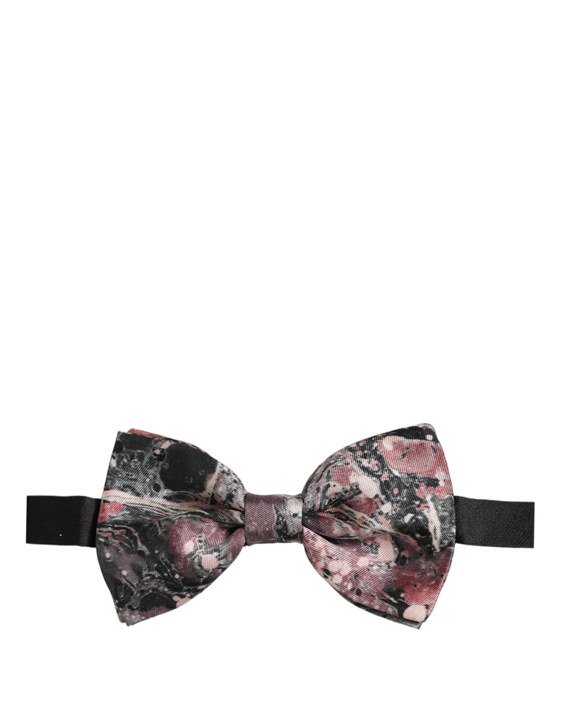 Dolce & Gabbana Multicolor Marble Silk Adjustable Neck Papillon Bow Tie - 4