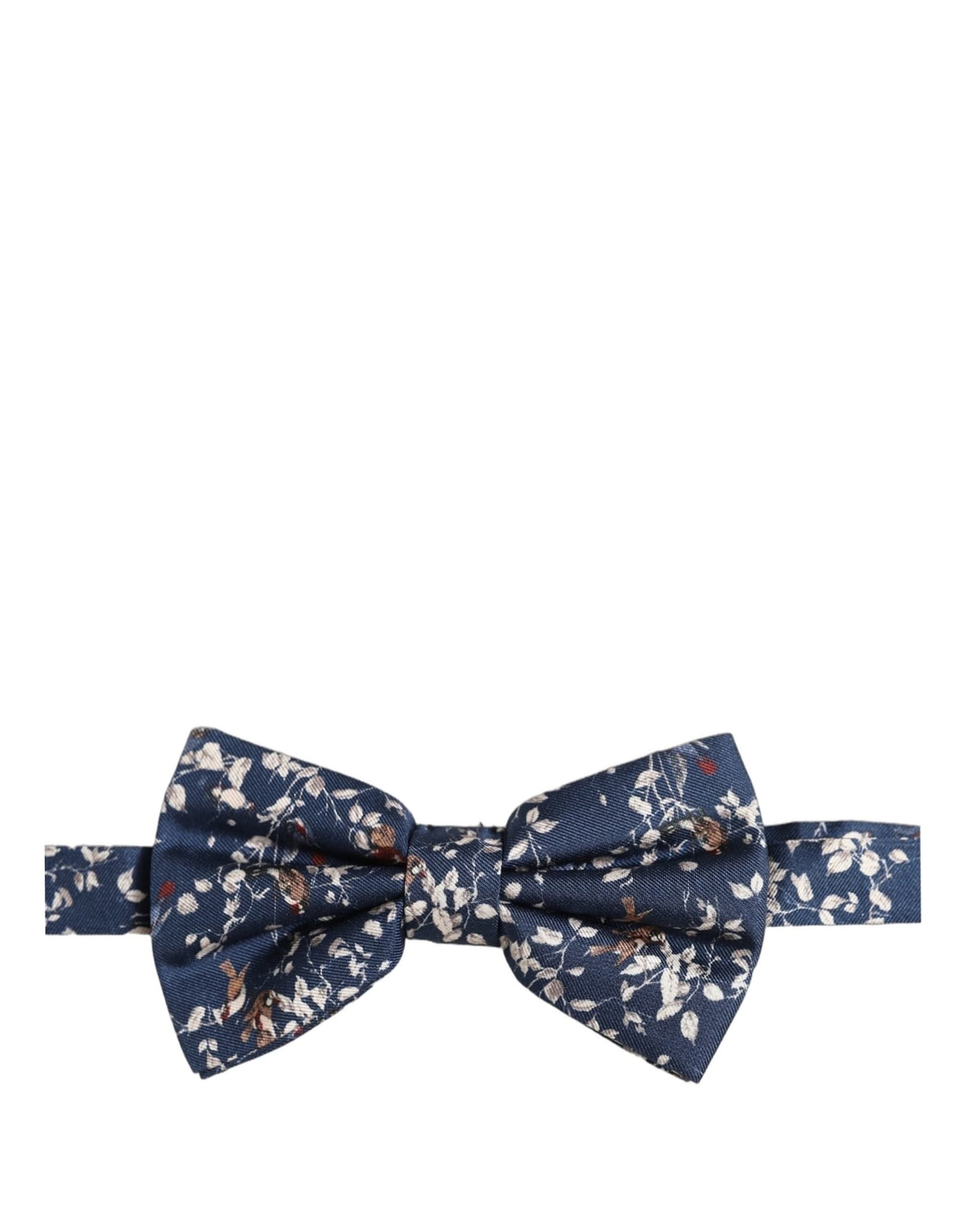 Dolce & Gabbana Men Navy Blue Floral Adjustable Neck Papillon Bow Tie - 2