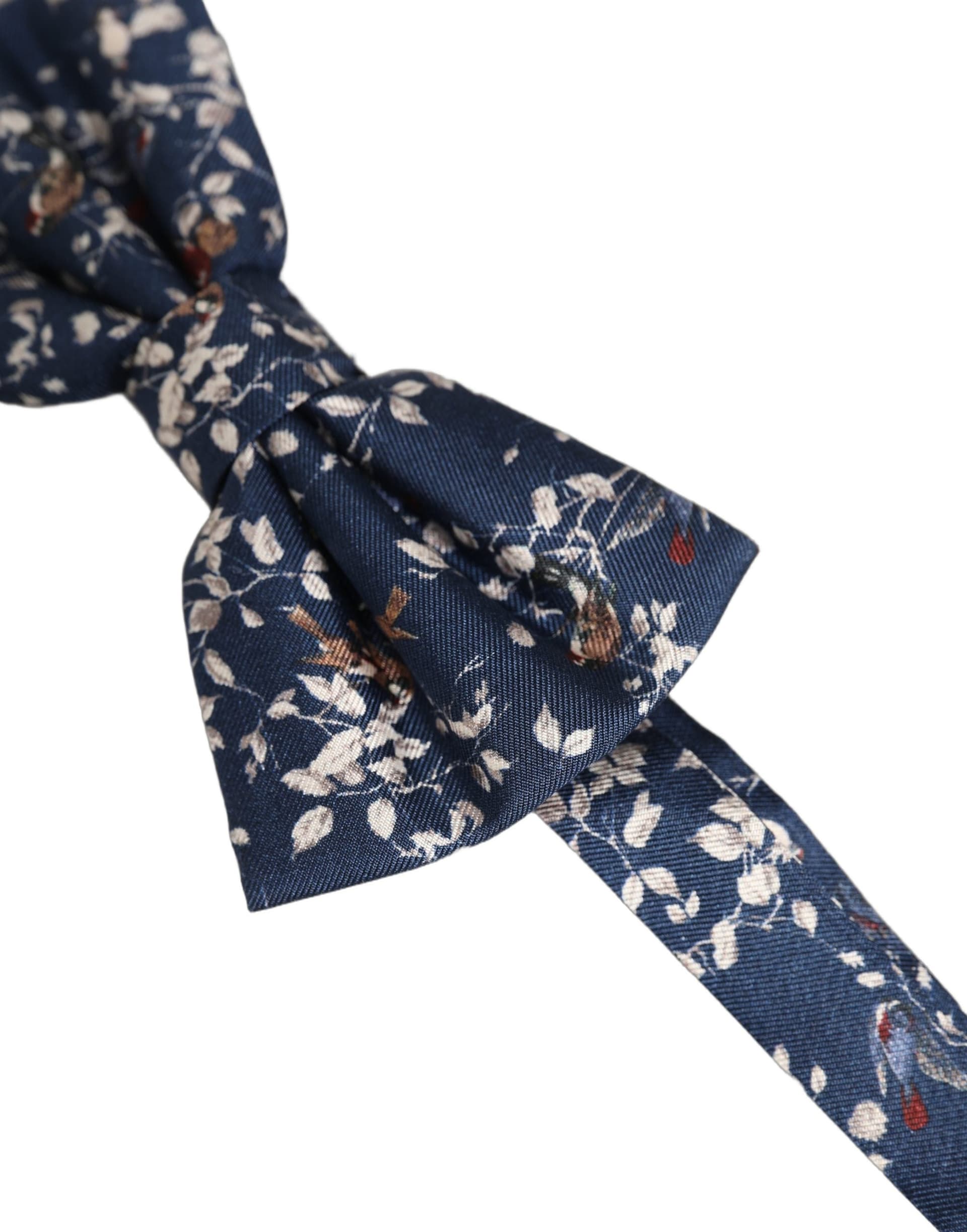 Dolce & Gabbana Men Navy Blue Floral Adjustable Neck Papillon Bow Tie - 4