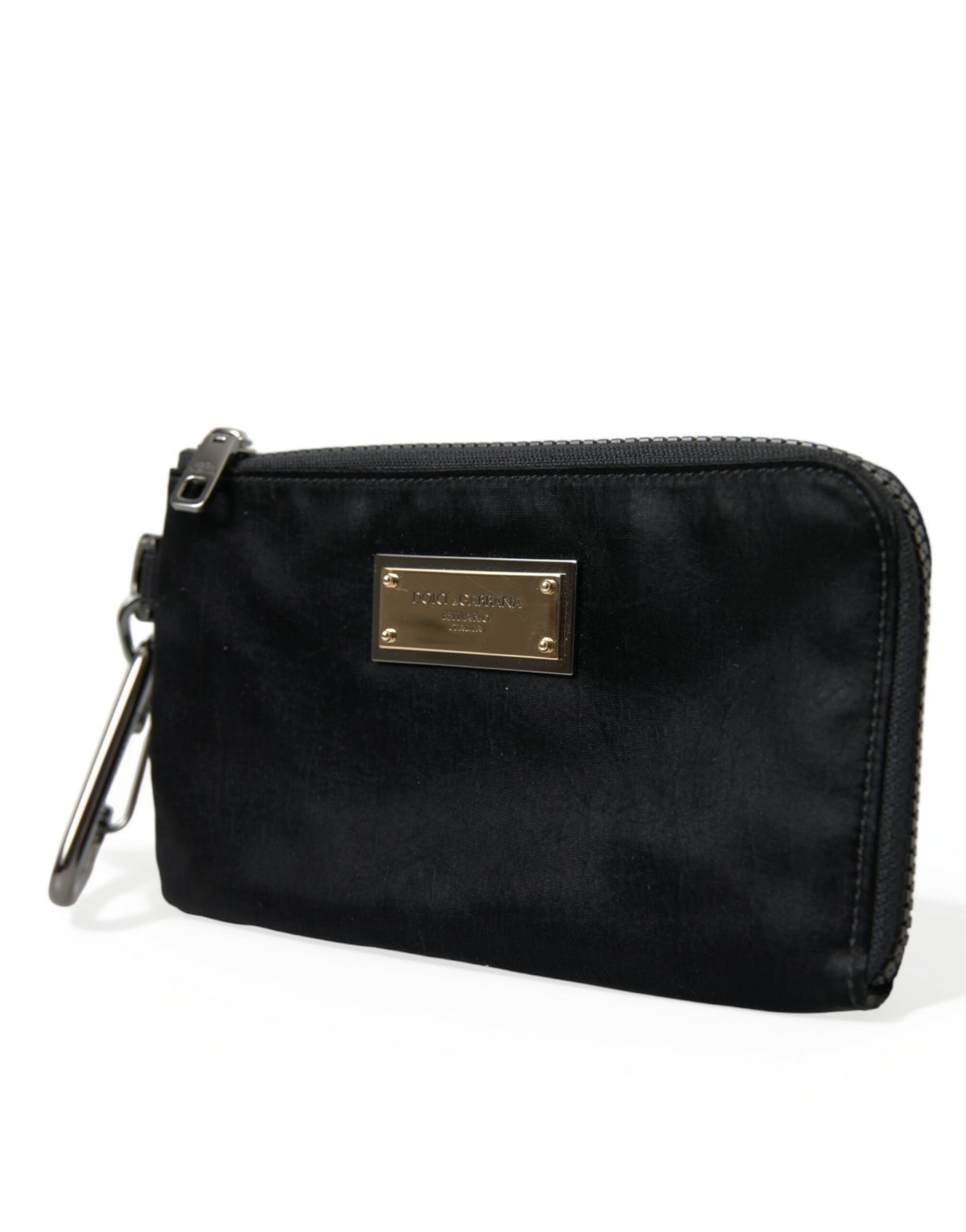 Dolce & Gabbana Black Nylon Logo Plaque Keyring Pouch Clutch Bags - 2