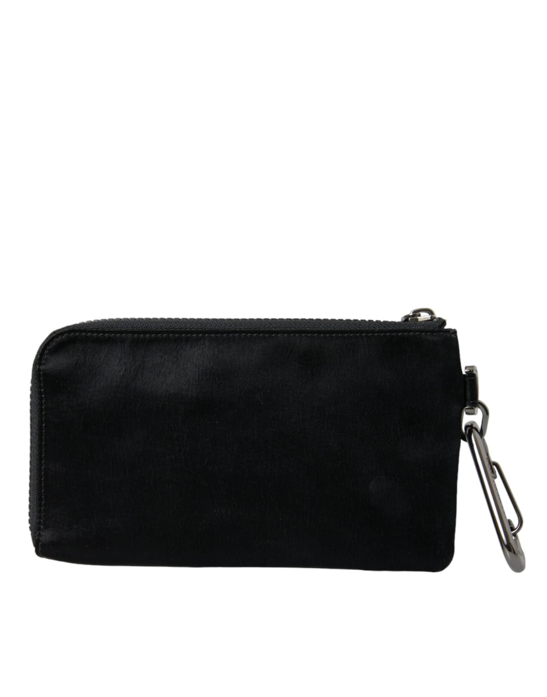 Dolce & Gabbana Black Nylon Logo Plaque Keyring Pouch Clutch Bags - 3