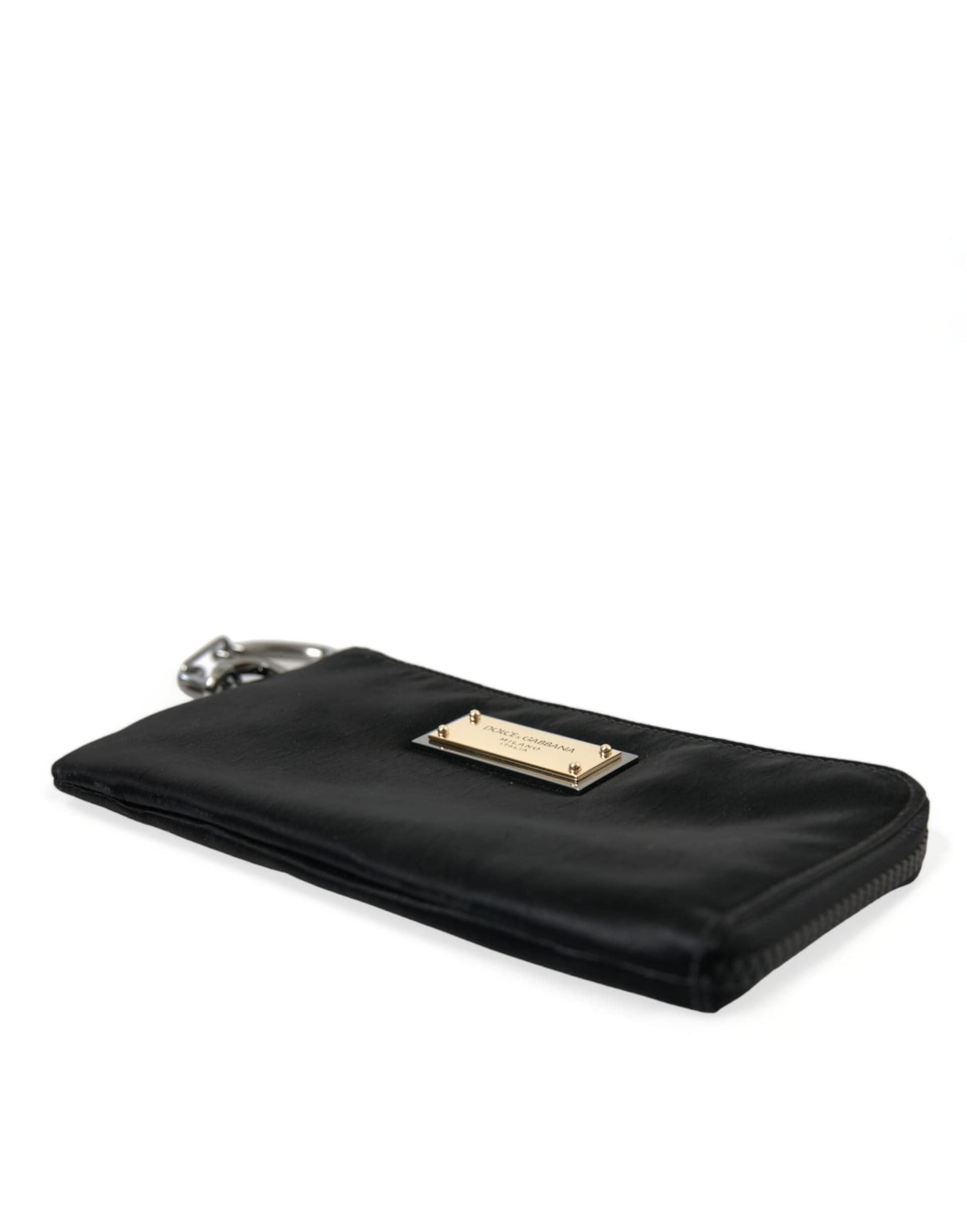 Dolce & Gabbana Black Nylon Logo Plaque Keyring Pouch Clutch Bags - 4