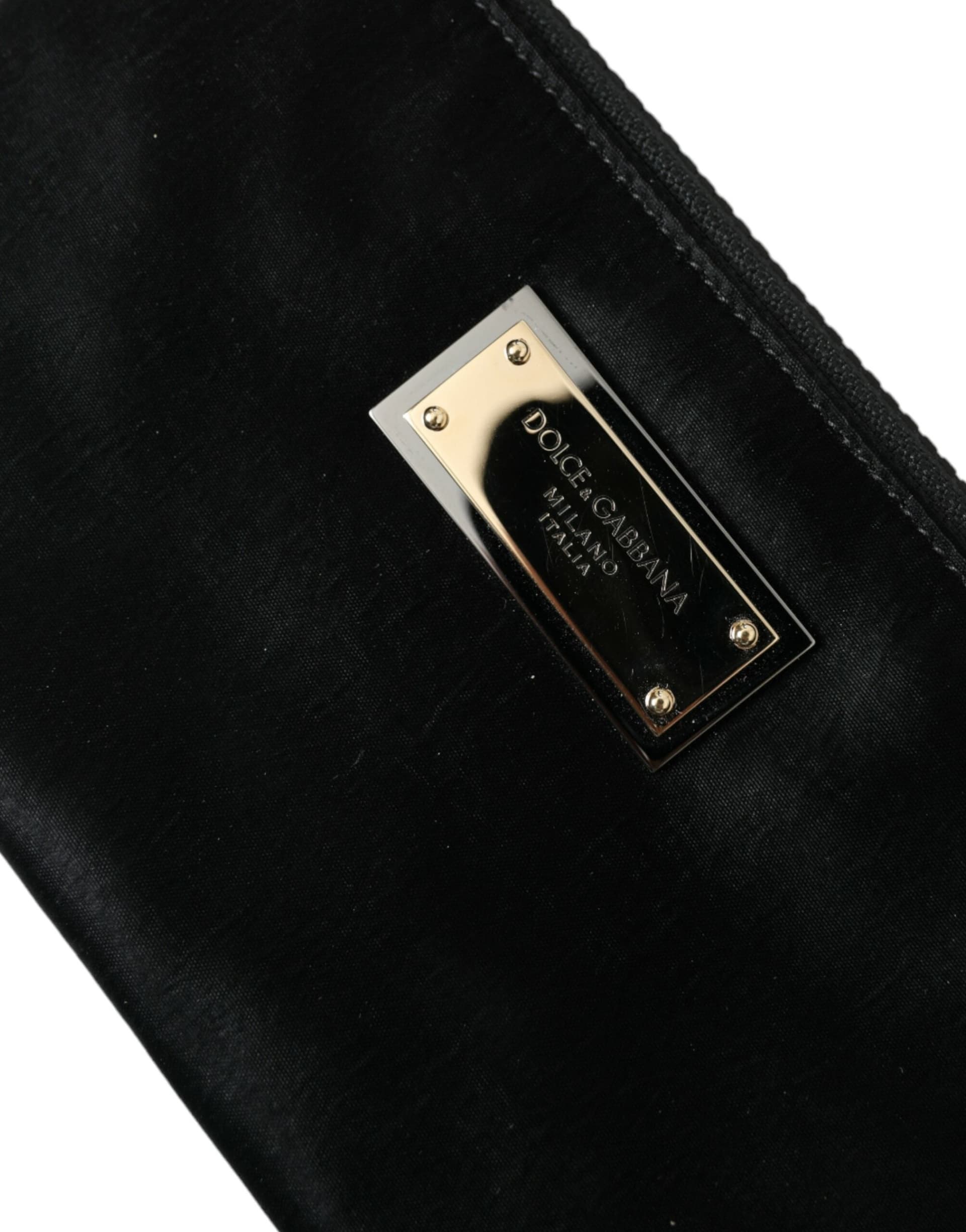 Dolce & Gabbana Black Nylon Logo Plaque Keyring Pouch Clutch Bags - 5
