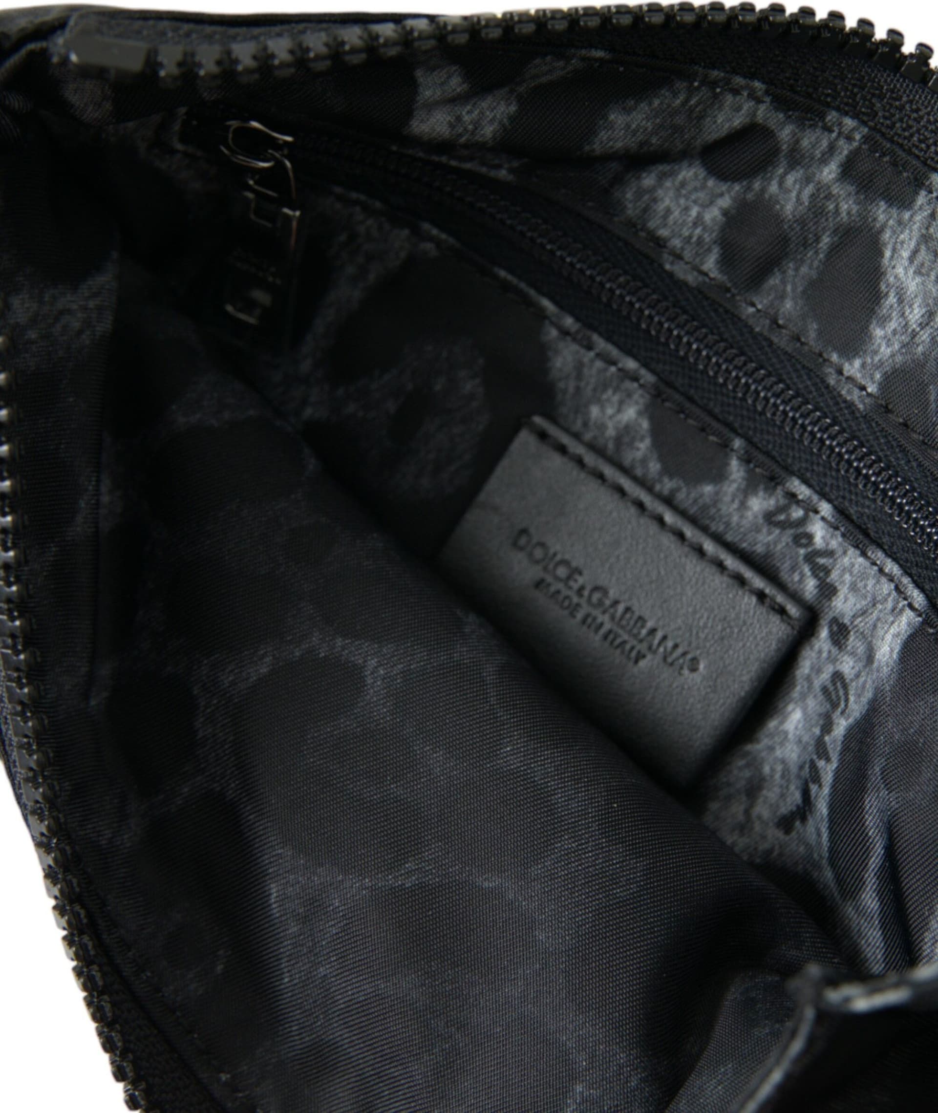 Dolce & Gabbana Black Nylon Logo Plaque Keyring Pouch Clutch Bags - 7