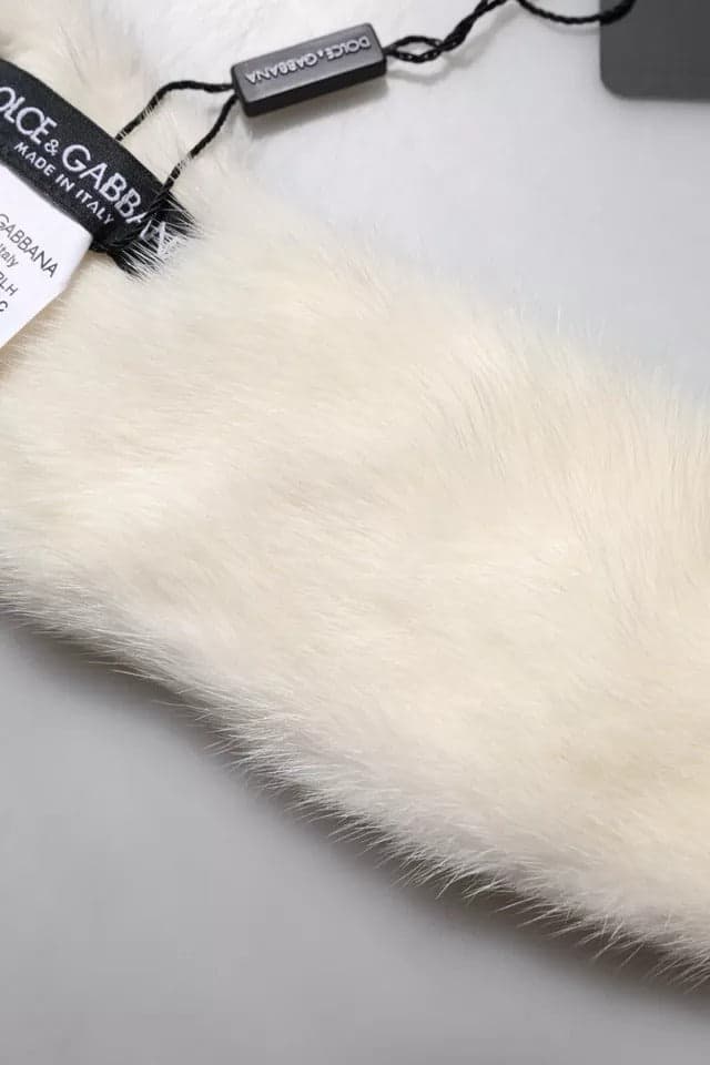 Dolce & Gabbana White Mink Fur Collar Women Neck Wrap Scarf - 3