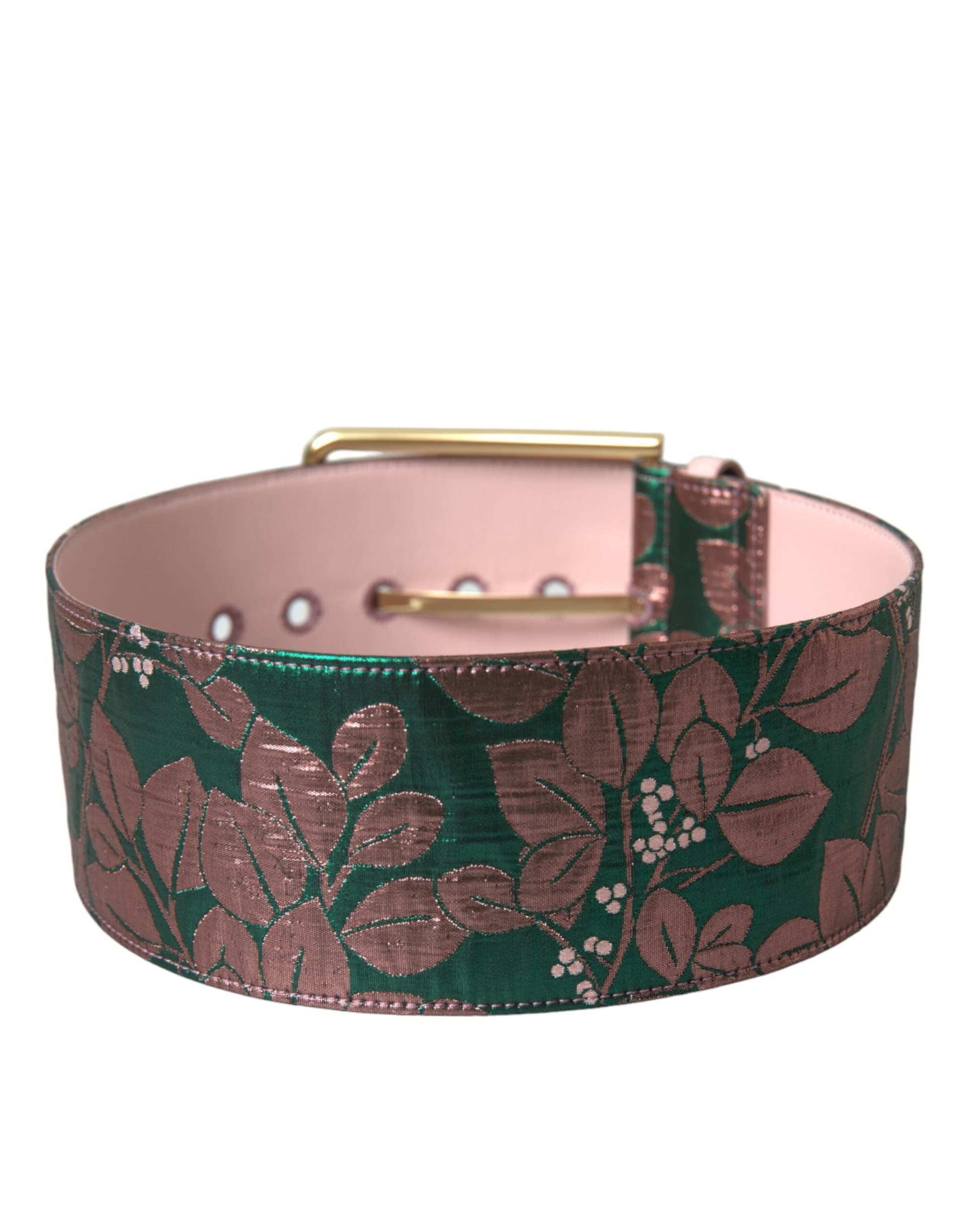Dolce & Gabbana Multicolor Floral Jacquard Lurex Gold Buckle Belt - 3