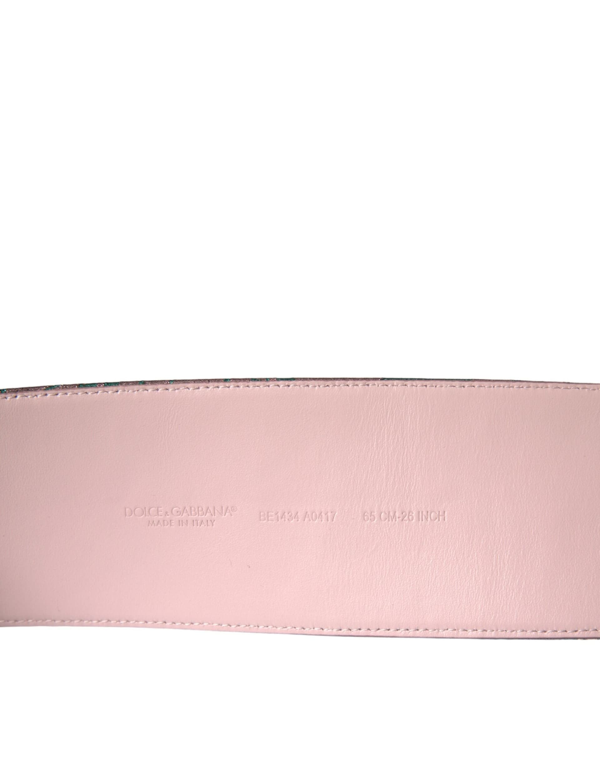 Dolce & Gabbana Multicolor Floral Jacquard Lurex Gold Buckle Belt - 5