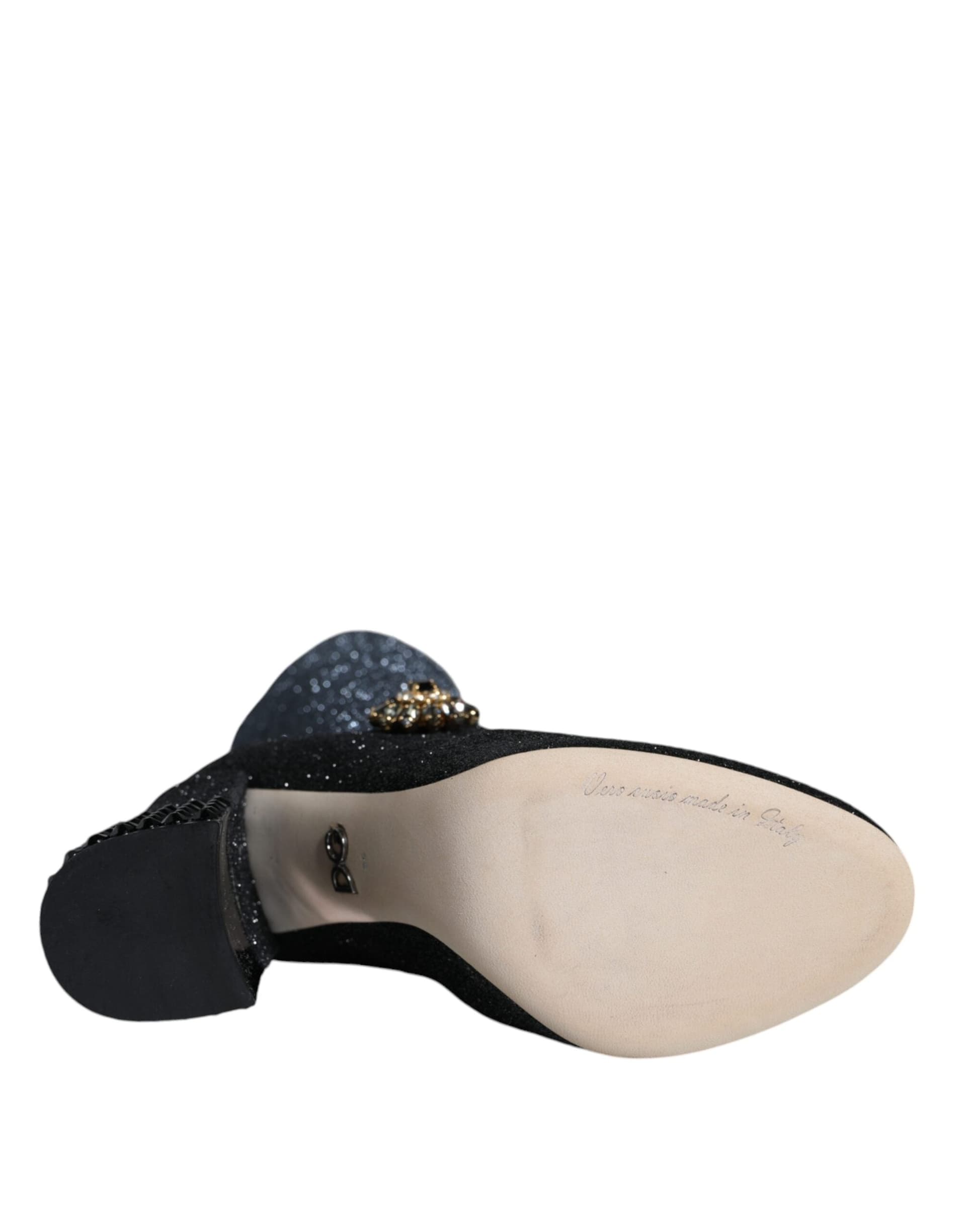 Dolce & Gabbana Black Crystal Mary Janes Booties Shoes - 6