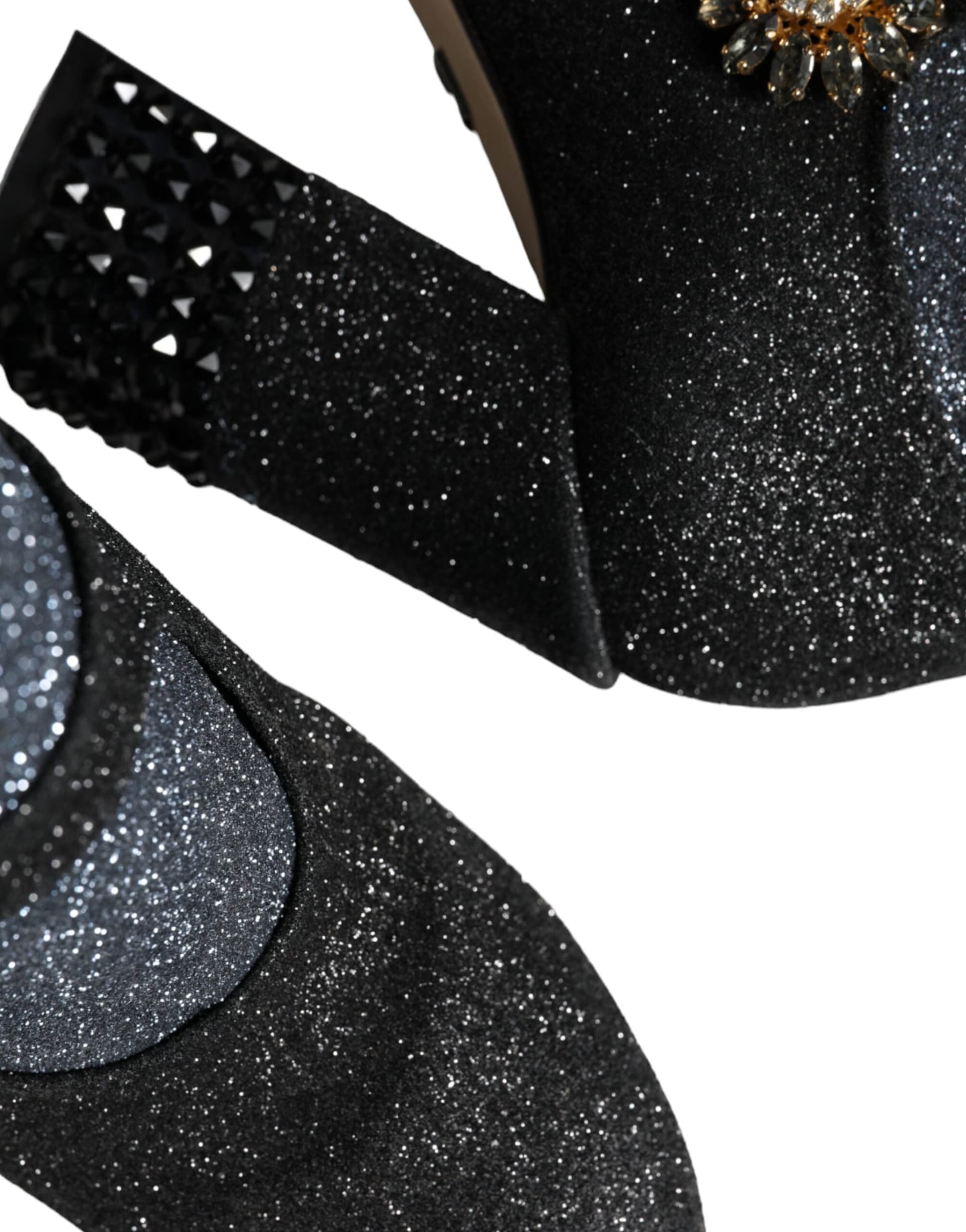 Dolce & Gabbana Black Crystal Mary Janes Booties Shoes - 8