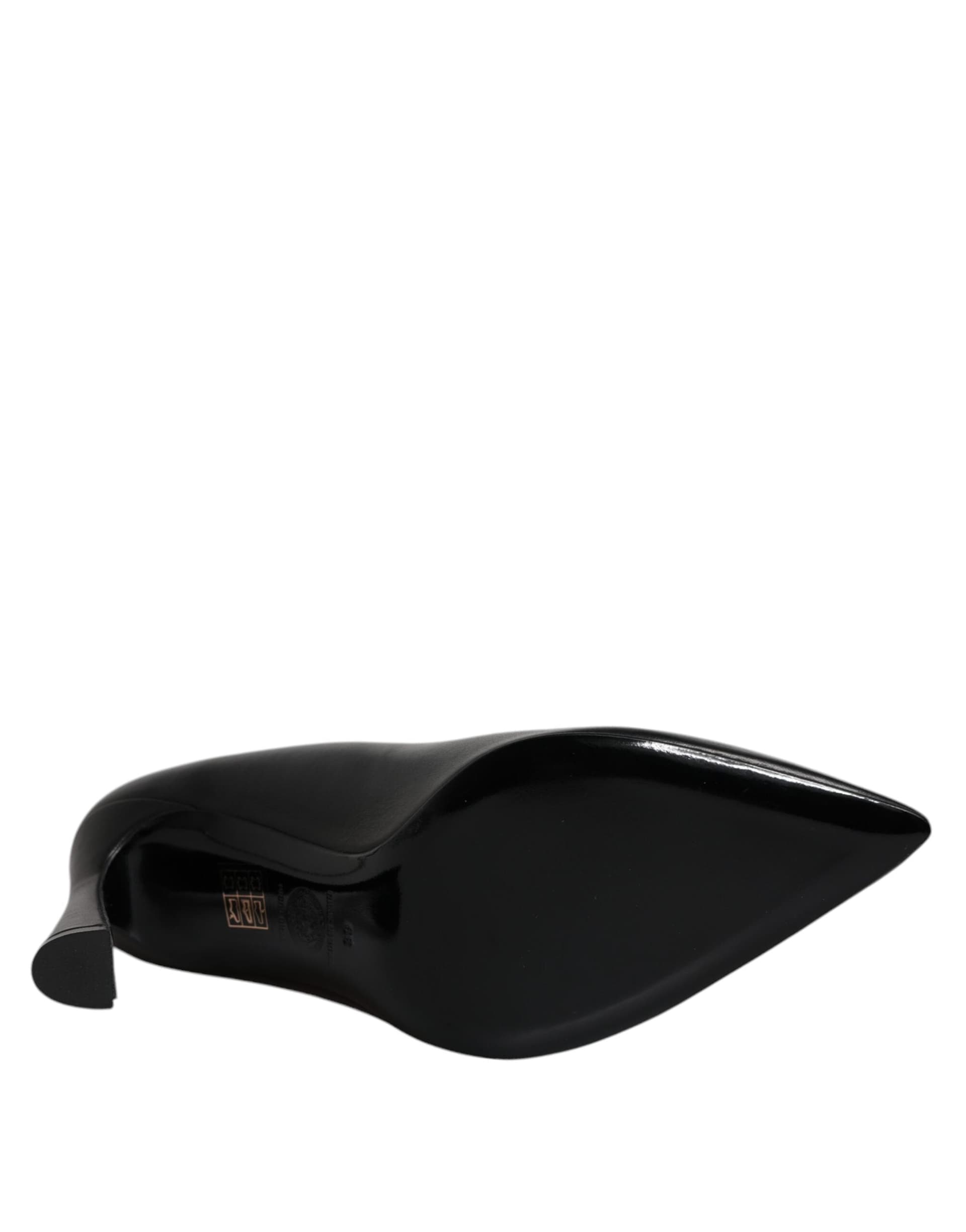 Versace Black Leather Logo Plaque High Heels Pumps Shoes - 5