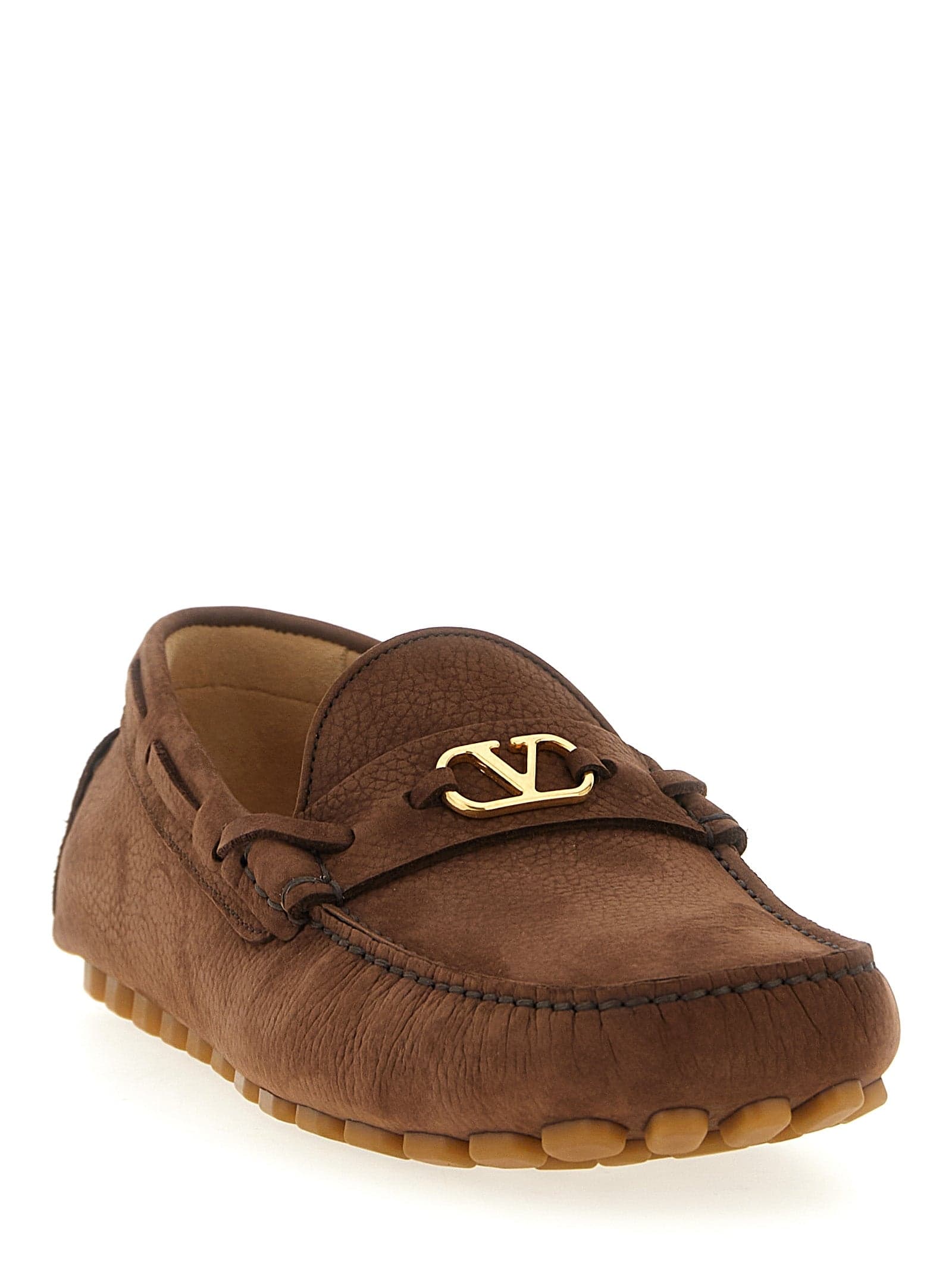 Valentino Garavani Brown Calfskin Slip-On Loafers - 2
