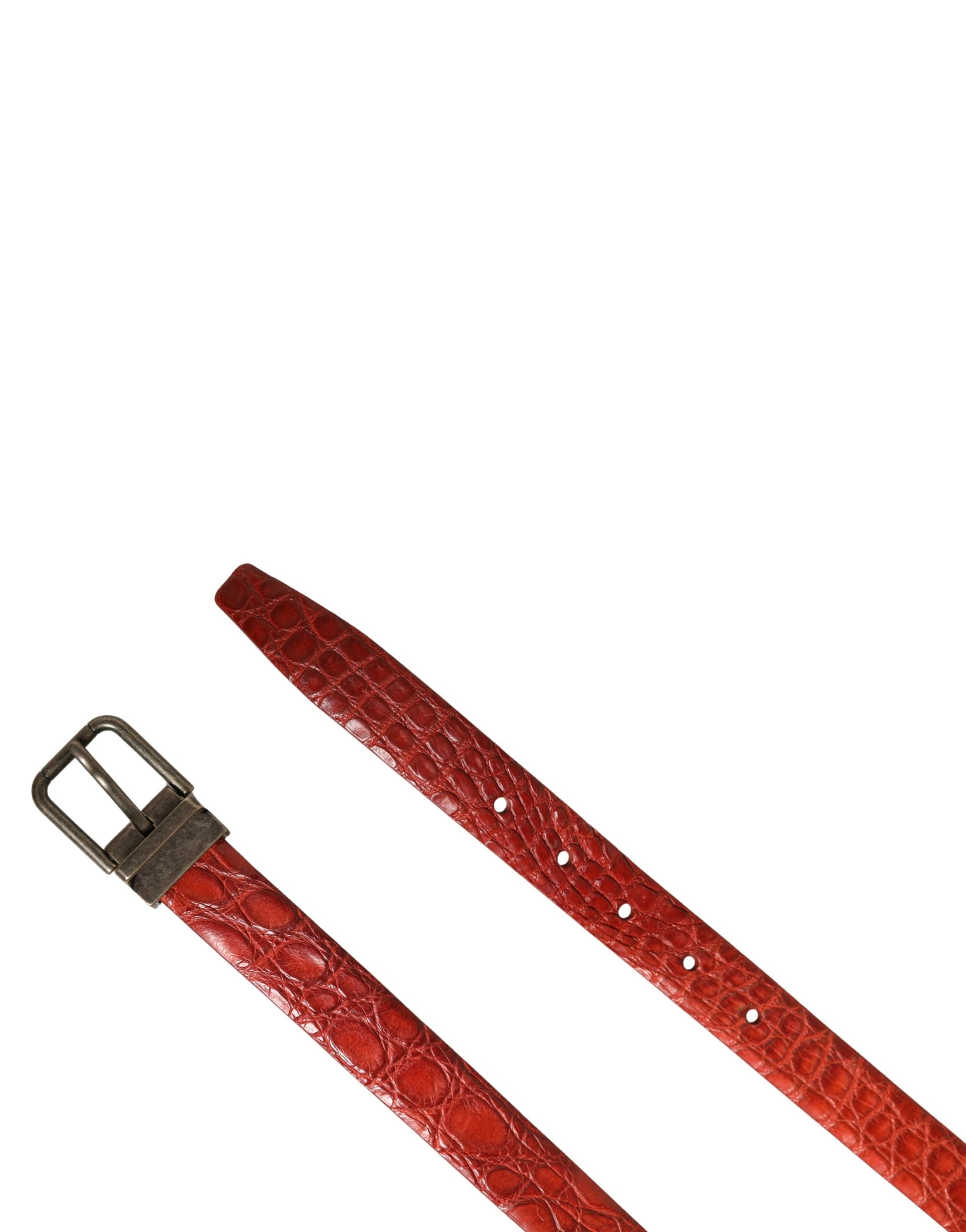Dolce & Gabbana Red Leather Gold Tone Metal Buckle Men Belt - 7