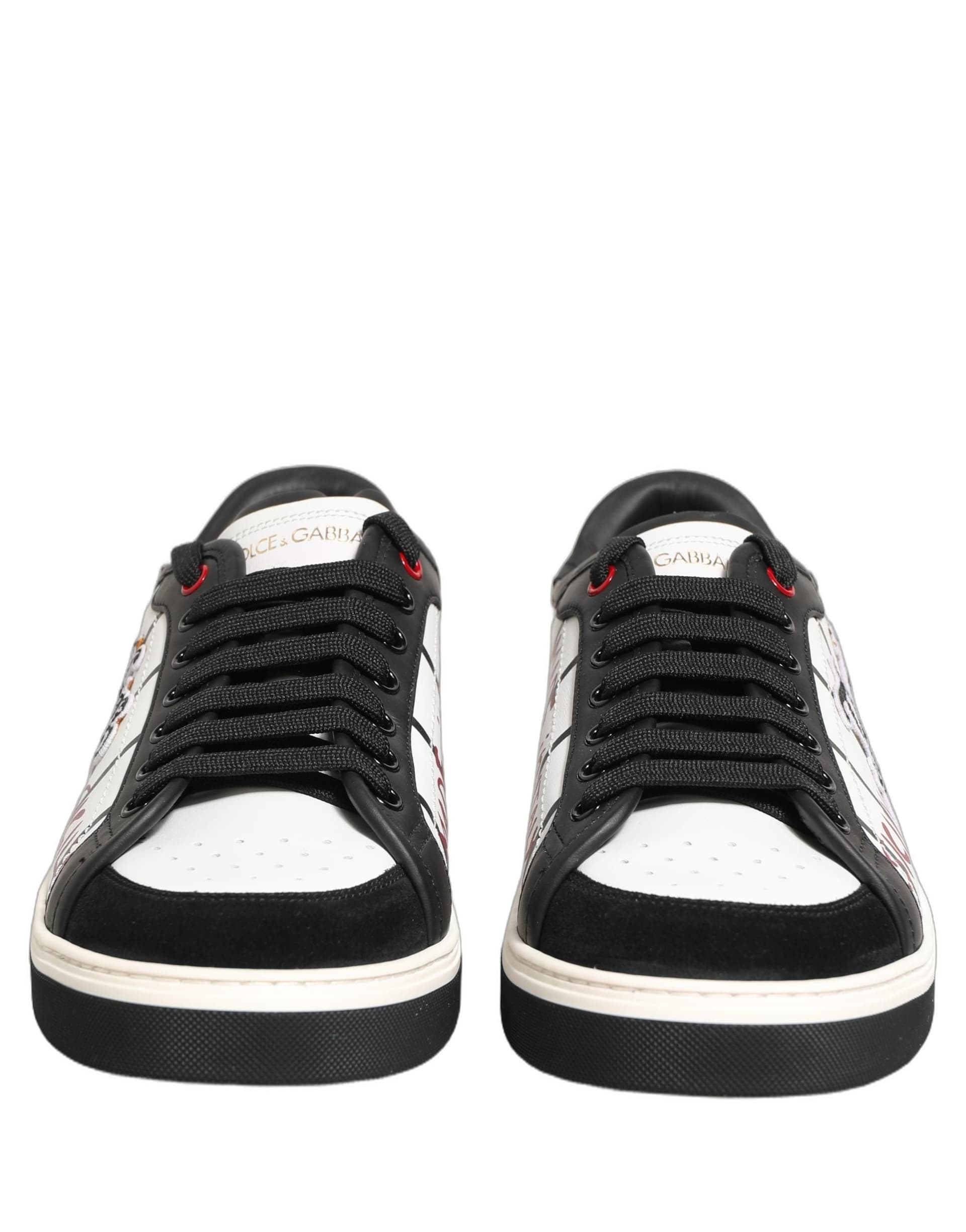 Dolce & Gabbana White Black DG Logo King Patch Low-Top Sneaker Shoes - 2