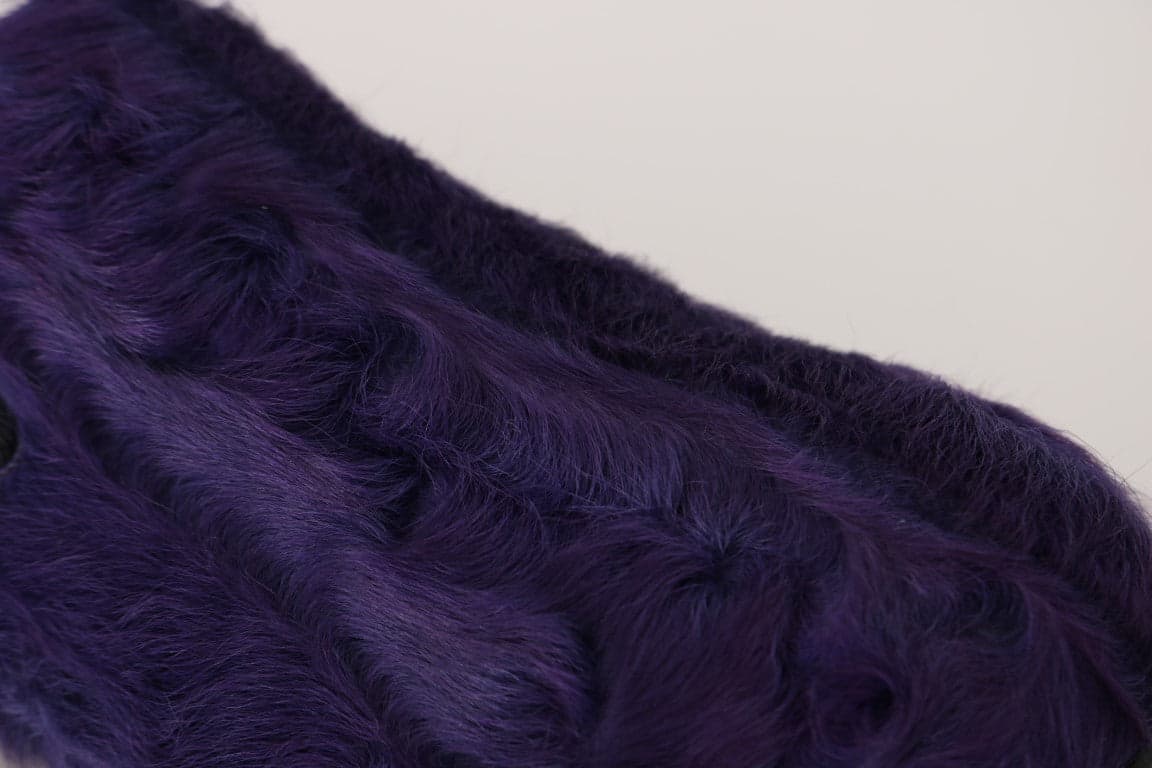 Dolce & Gabbana Purple Sheep Fur Leather Loafers - 5