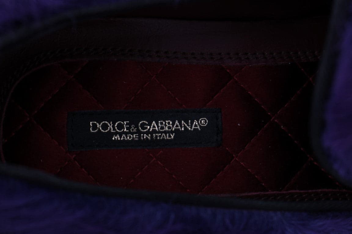 Dolce & Gabbana Purple Sheep Fur Leather Loafers - 6