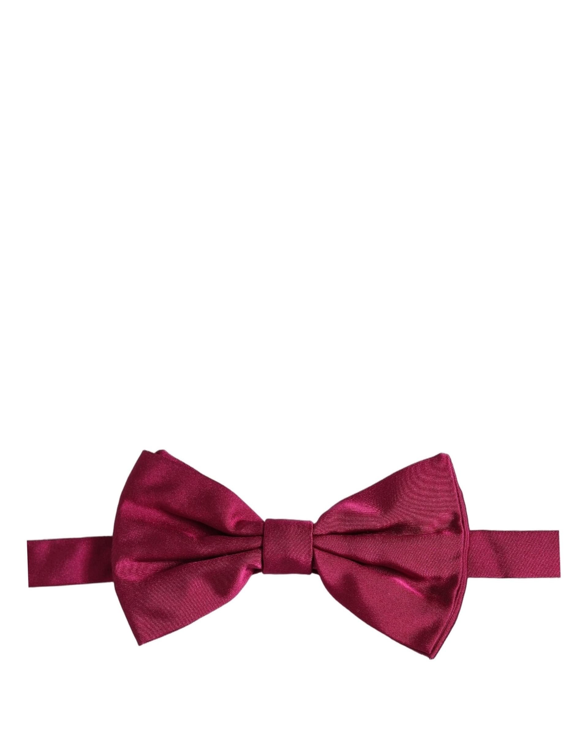 Dolce & Gabbana Men Burgundy Silk Adjustable Neck Papillon Bow Tie - 2