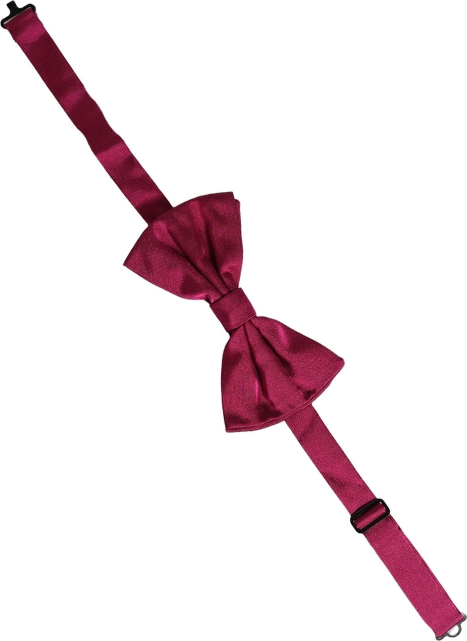 Dolce & Gabbana Men Burgundy Silk Adjustable Neck Papillon Bow Tie - 3