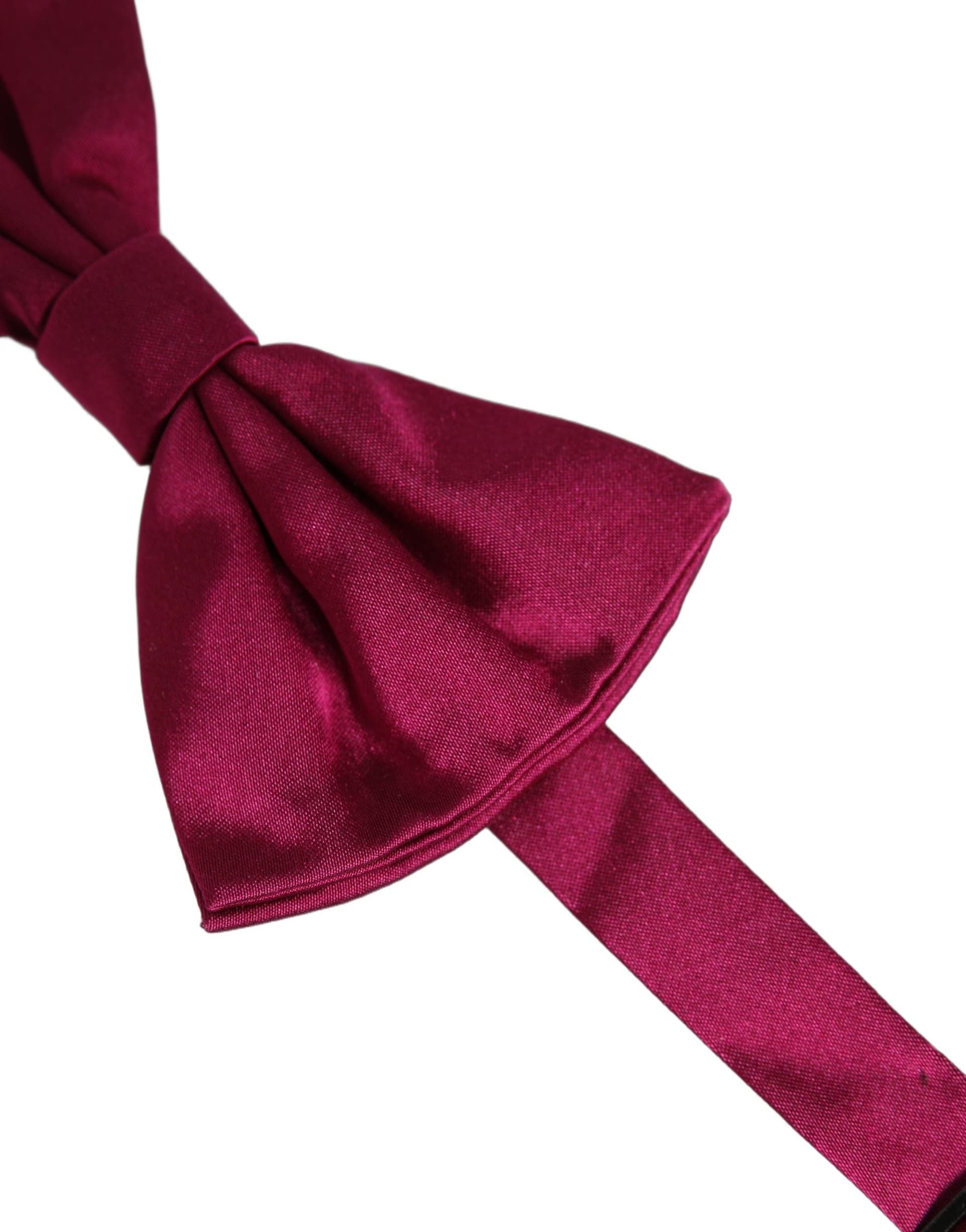 Dolce & Gabbana Men Burgundy Silk Adjustable Neck Papillon Bow Tie - 4