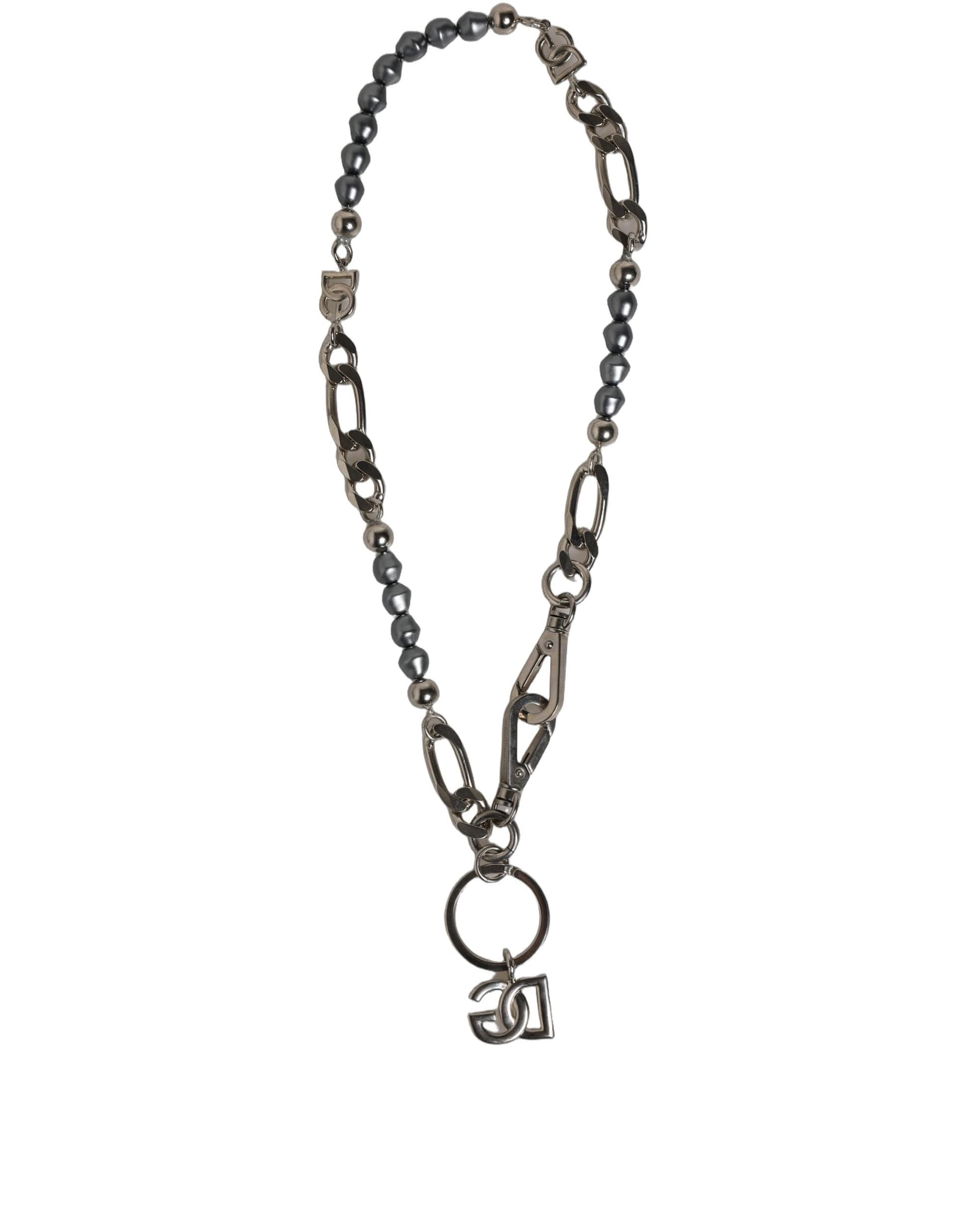 Dolce & Gabbana Silver Tone Chain Signature DG Logo Pendant Necklace - 6