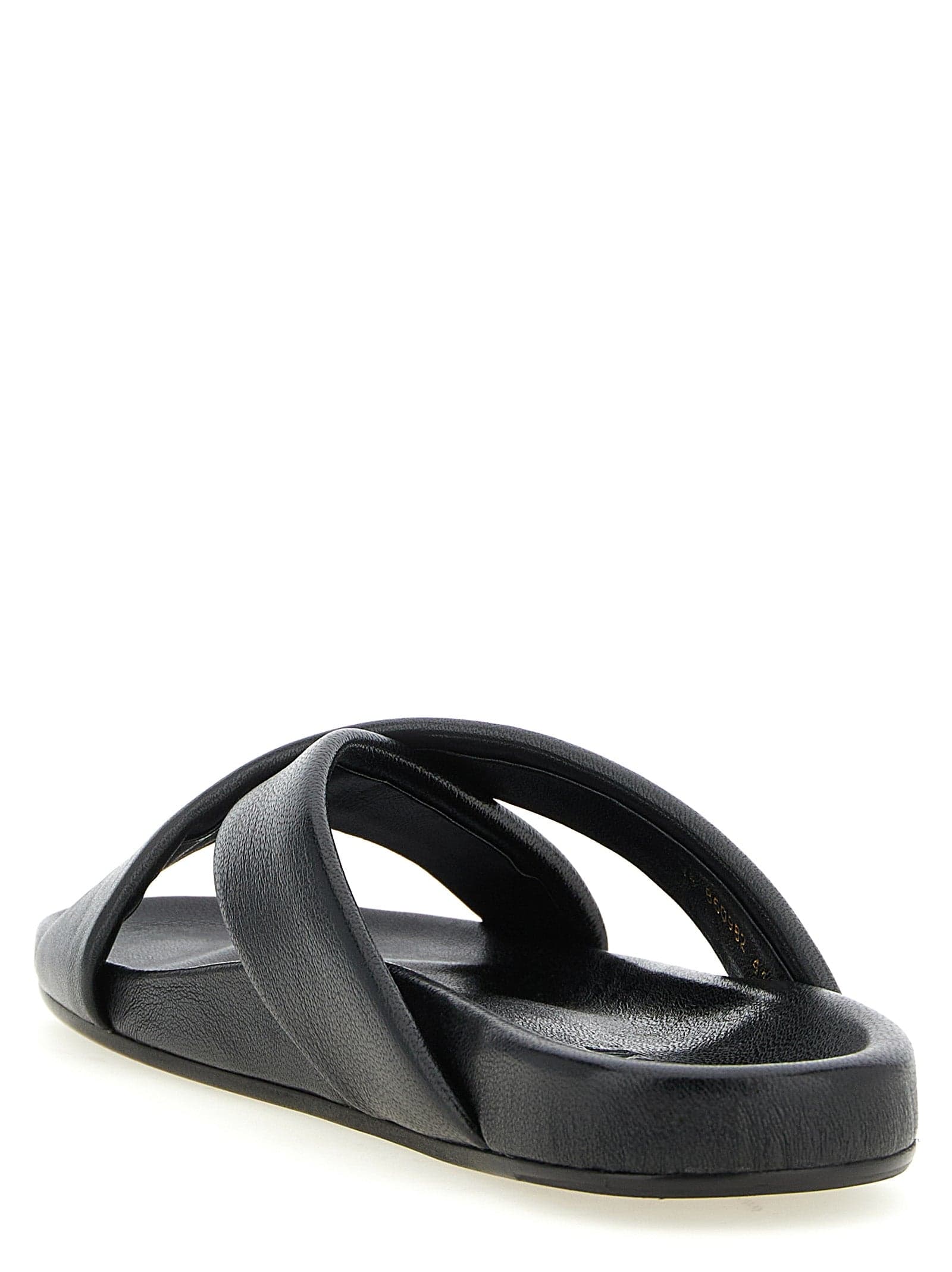 Saint Laurent Black Lamb Leather Slides - 3