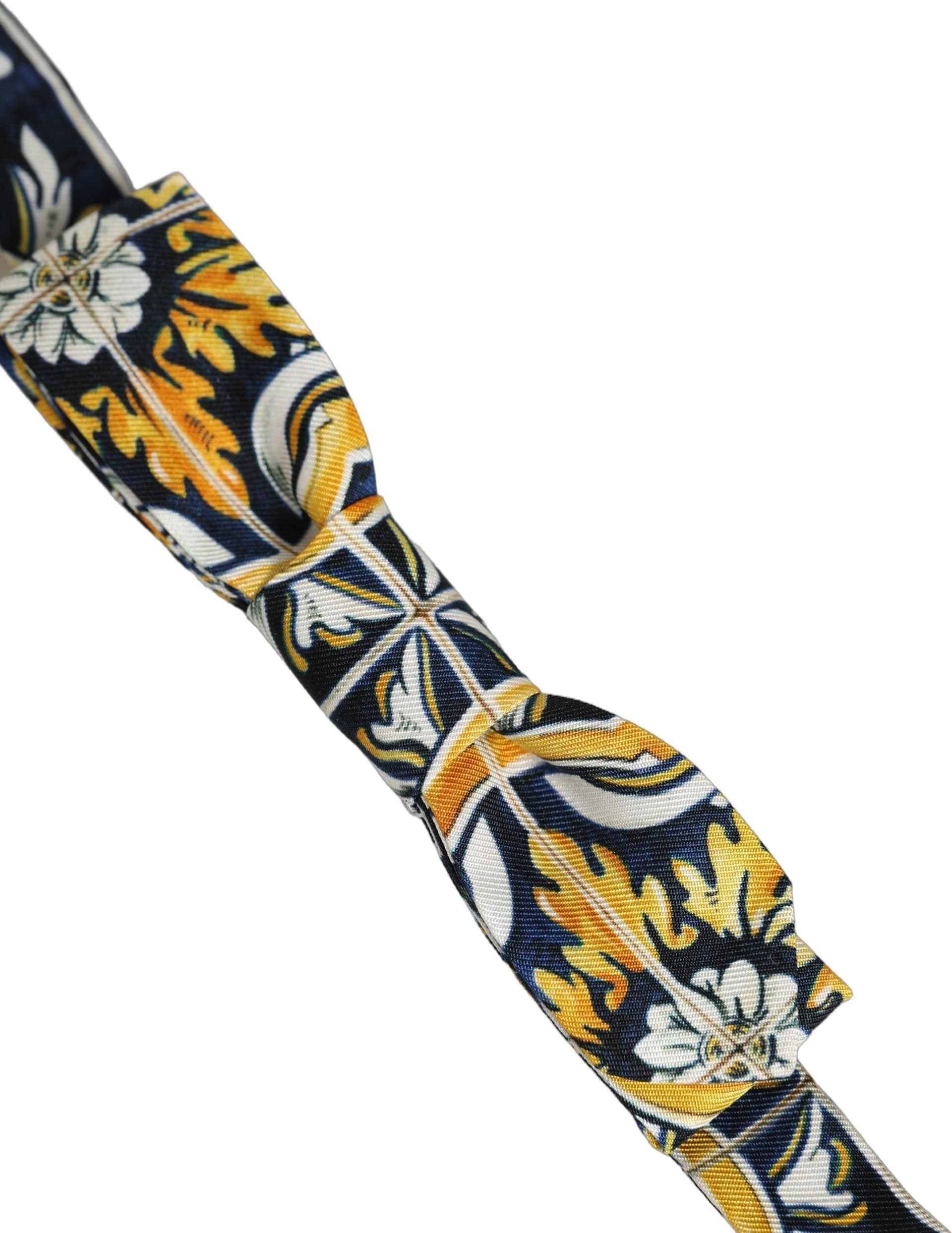 Dolce & Gabbana Multicolor Damask Style Adjustable Neck Papillon Bow Tie - 4