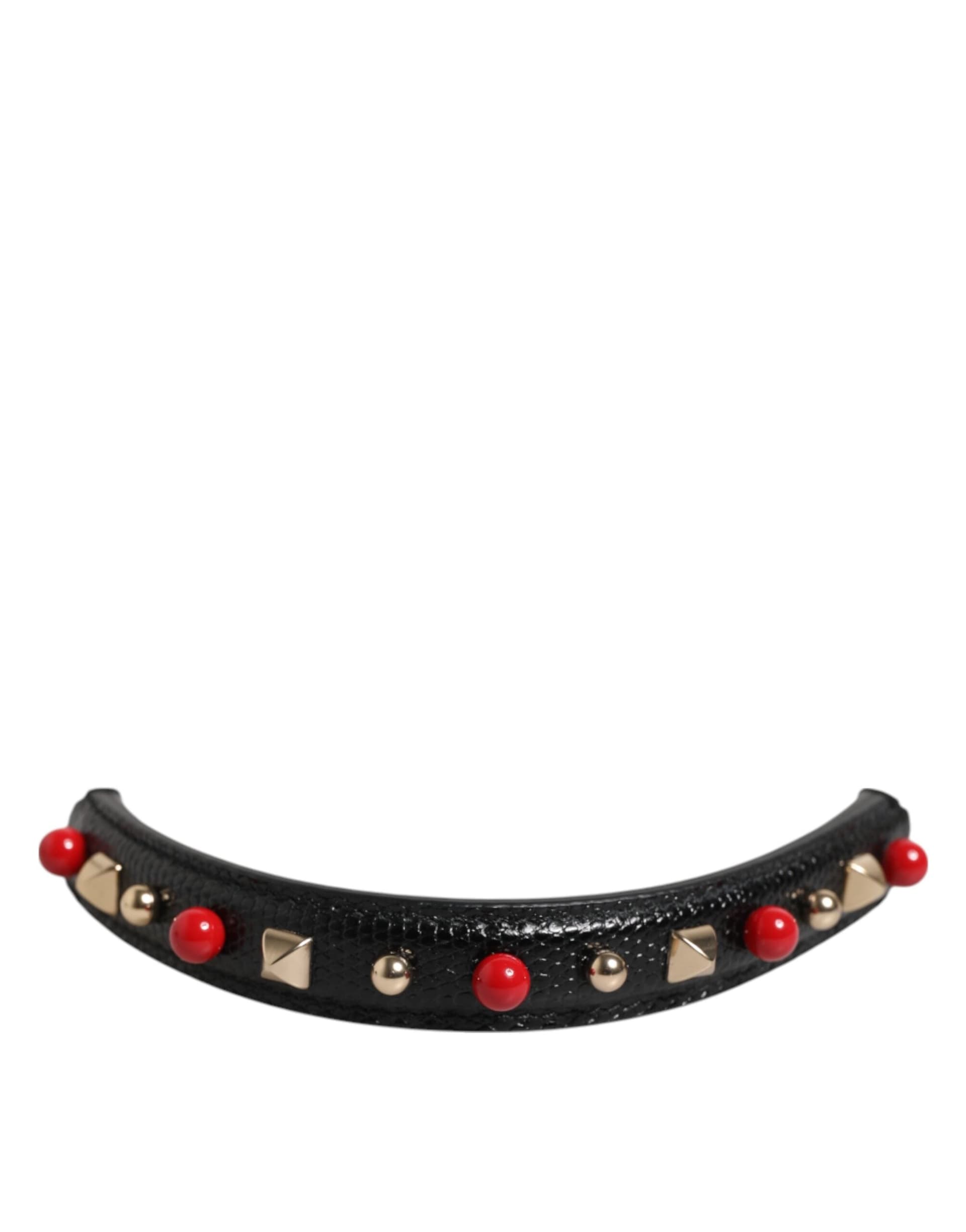 Dolce & Gabbana Black Embellished Leather Bag Handle Women Shoulder Strap - 2