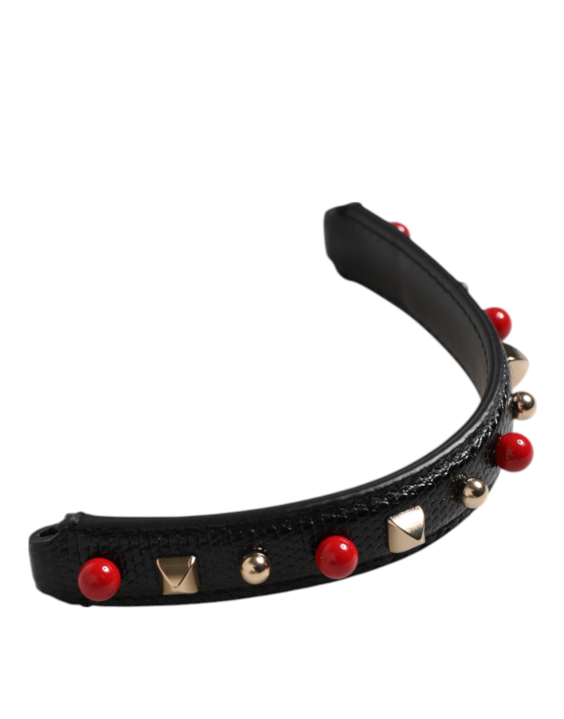 Dolce & Gabbana Black Embellished Leather Bag Handle Women Shoulder Strap - 4