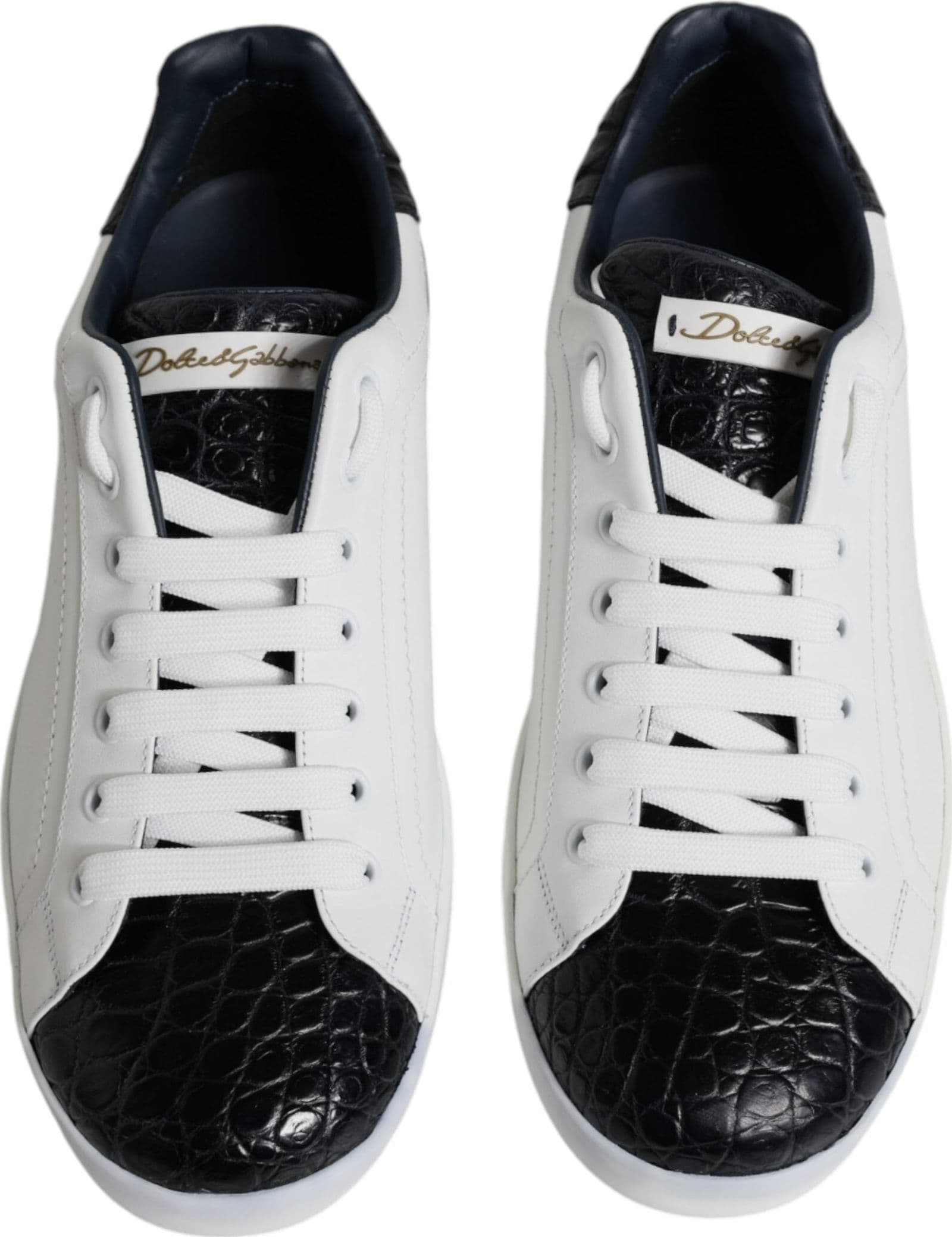 Dolce & Gabbana White Leather Logo Portofino Sneaker Shoes - 2