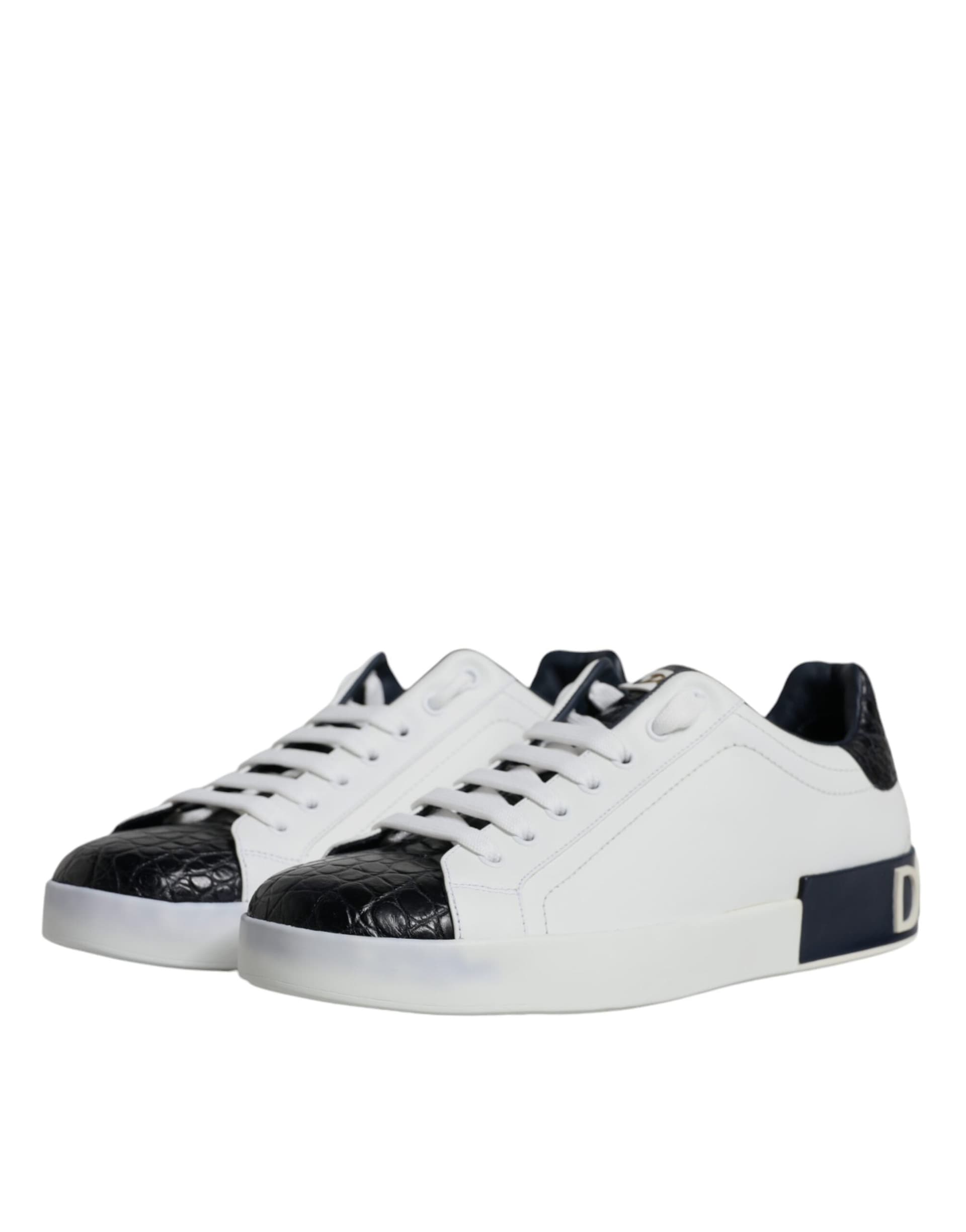 Dolce & Gabbana White Leather Logo Portofino Sneaker Shoes - 3