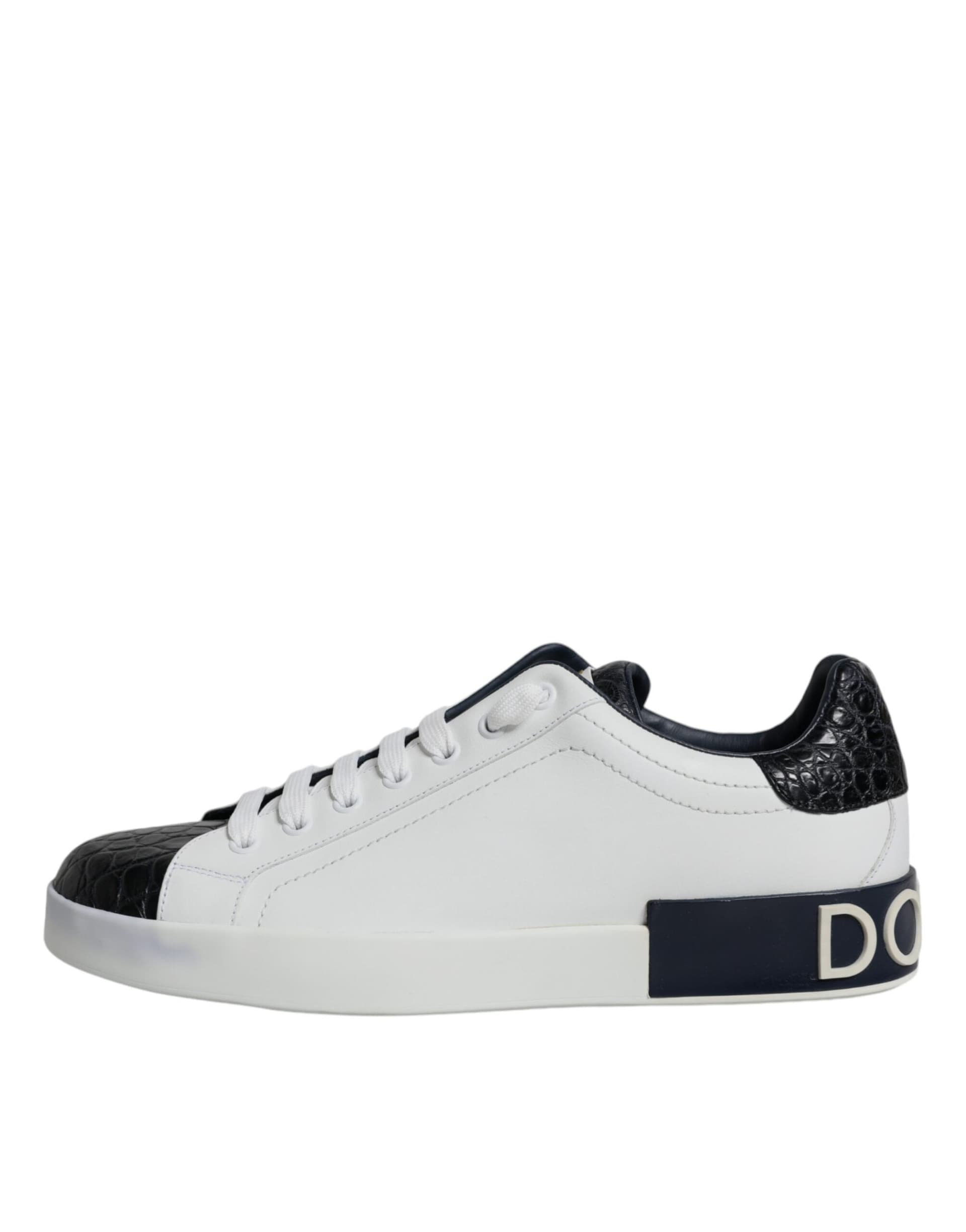 Dolce & Gabbana White Leather Logo Portofino Sneaker Shoes - 5