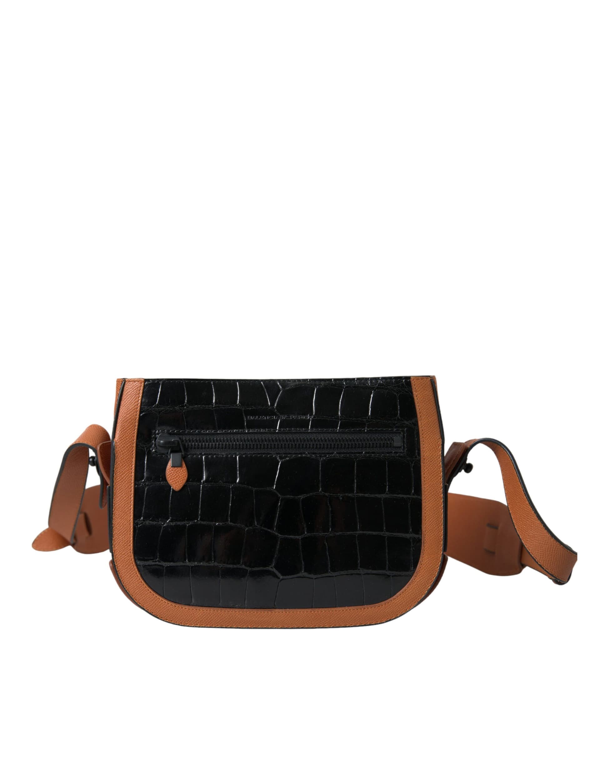 Balenciaga Black Brown Exotic Skin Leather Shoulder Camera Purse Bag - 2