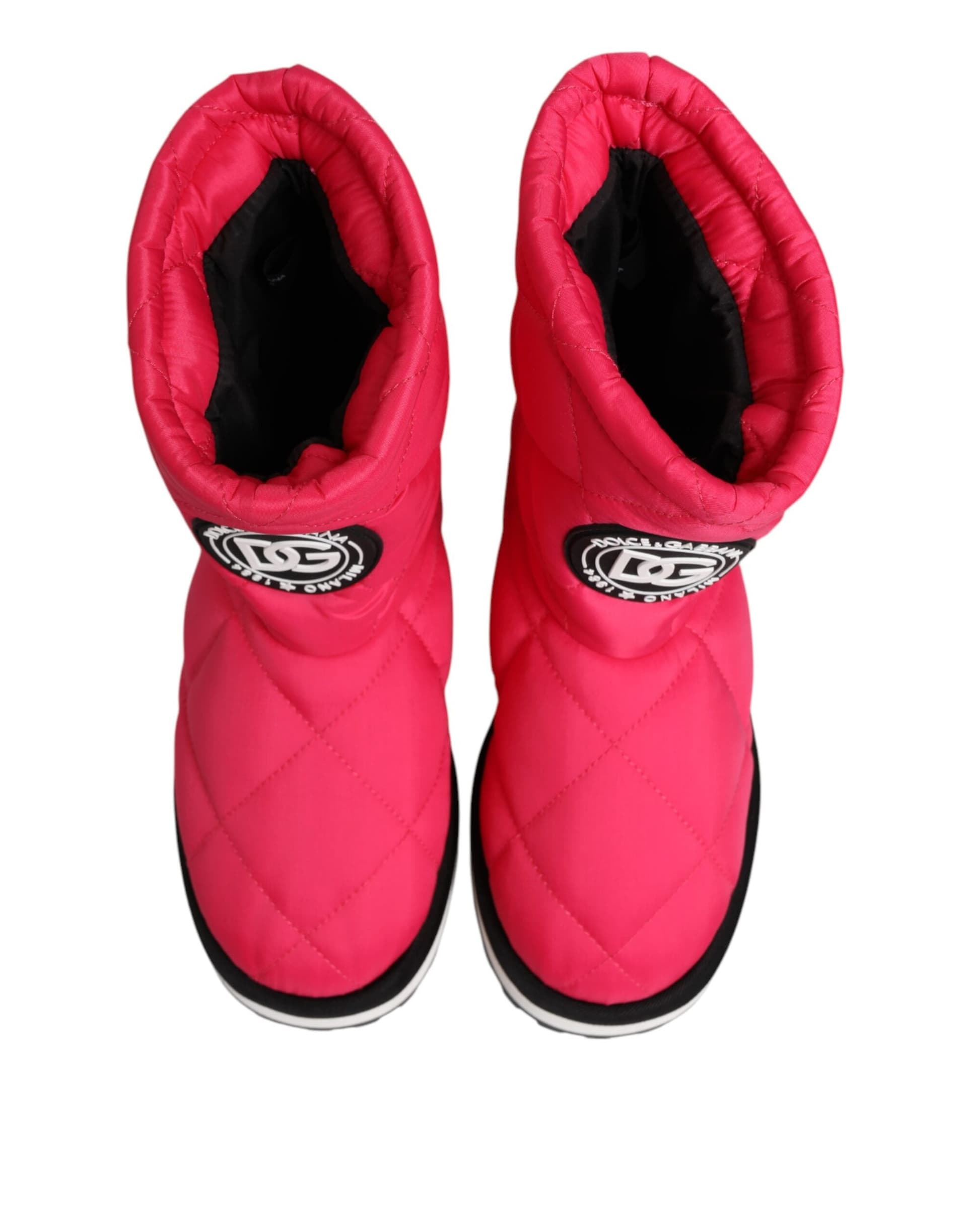 Dolce & Gabbana Pink White Viscose Padded Mid Calf Boots Shoes - 2