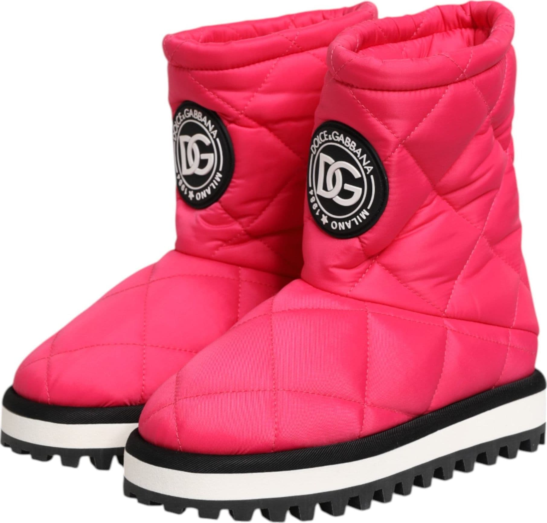 Dolce & Gabbana Pink White Viscose Padded Mid Calf Boots Shoes - 3