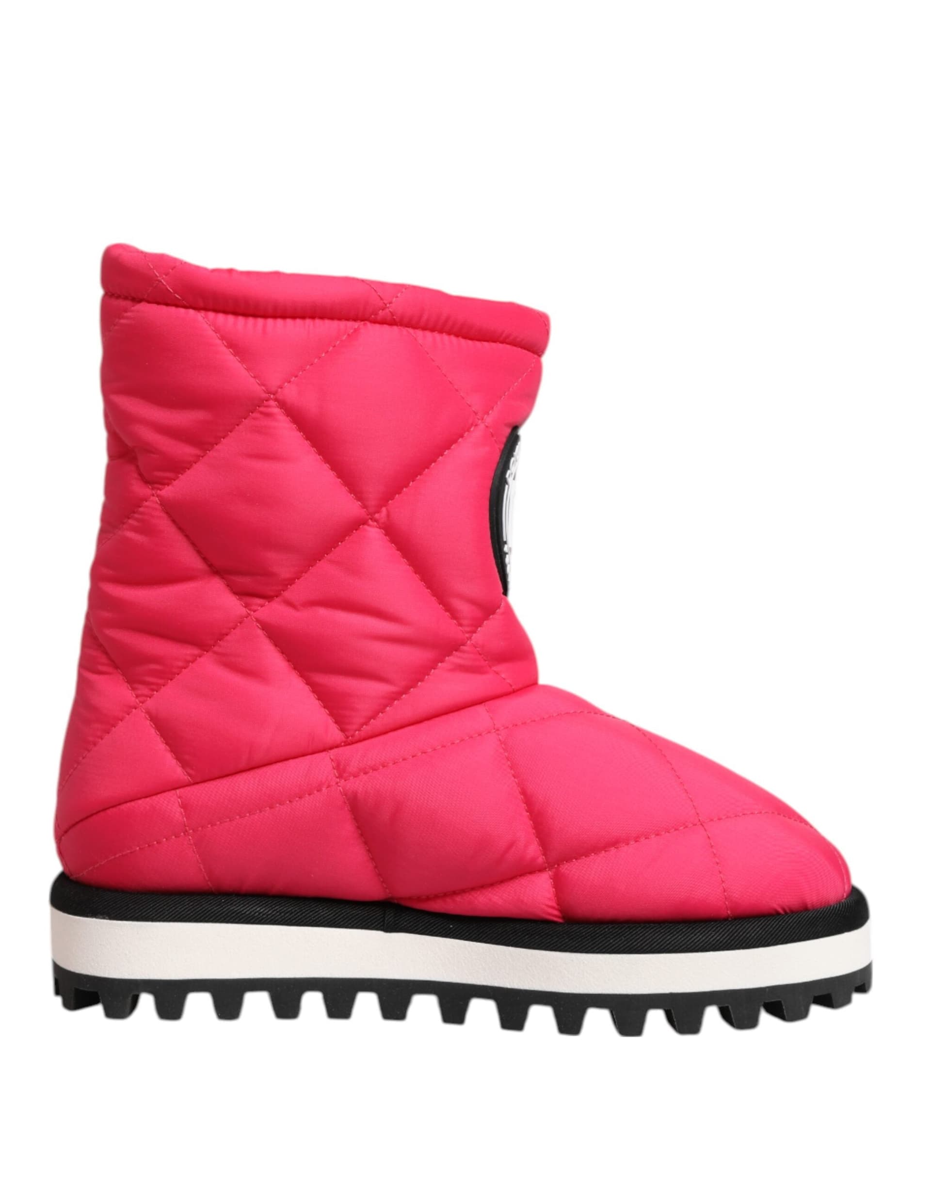 Dolce & Gabbana Pink White Viscose Padded Mid Calf Boots Shoes - 6