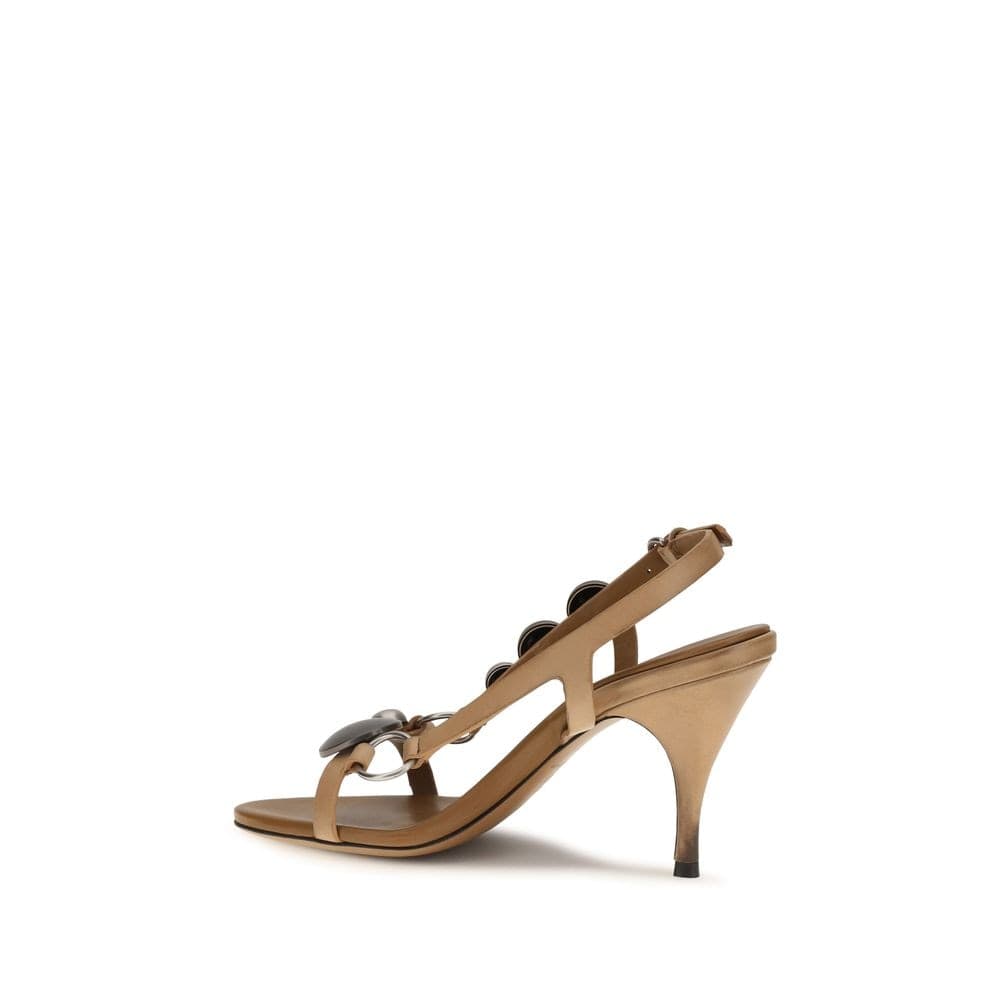 Miu Miu Brown Calf Leather Bos Taurus Stiletto Heel Sandals - 3