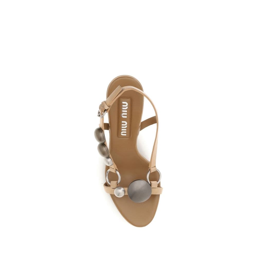 Miu Miu Brown Calf Leather Bos Taurus Stiletto Heel Sandals - 4