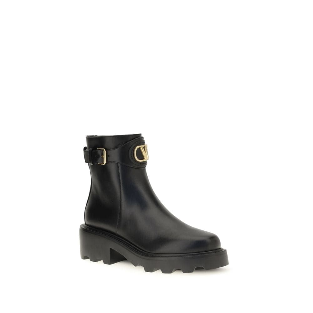 Valentino Garavani Black Calf Leather Bos Taurus Ankle Boots - 2