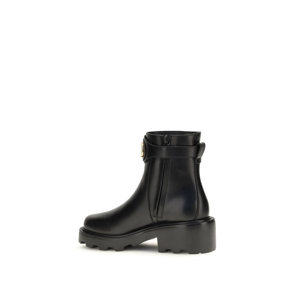 Valentino Garavani Black Calf Leather Bos Taurus Ankle Boots - 3