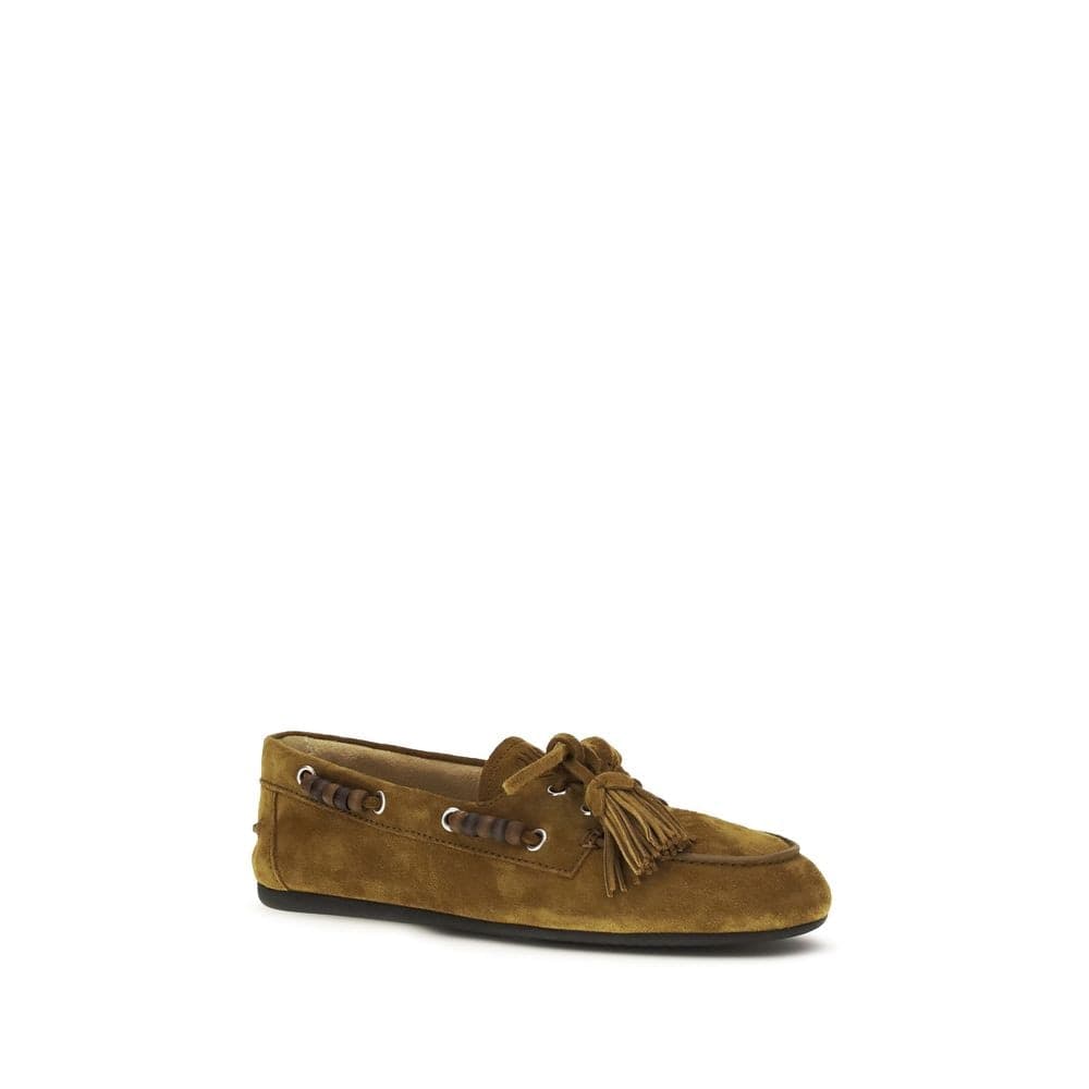 Miu Miu Beige Calf Leather Bos Taurus Slip-On Loafers - 2