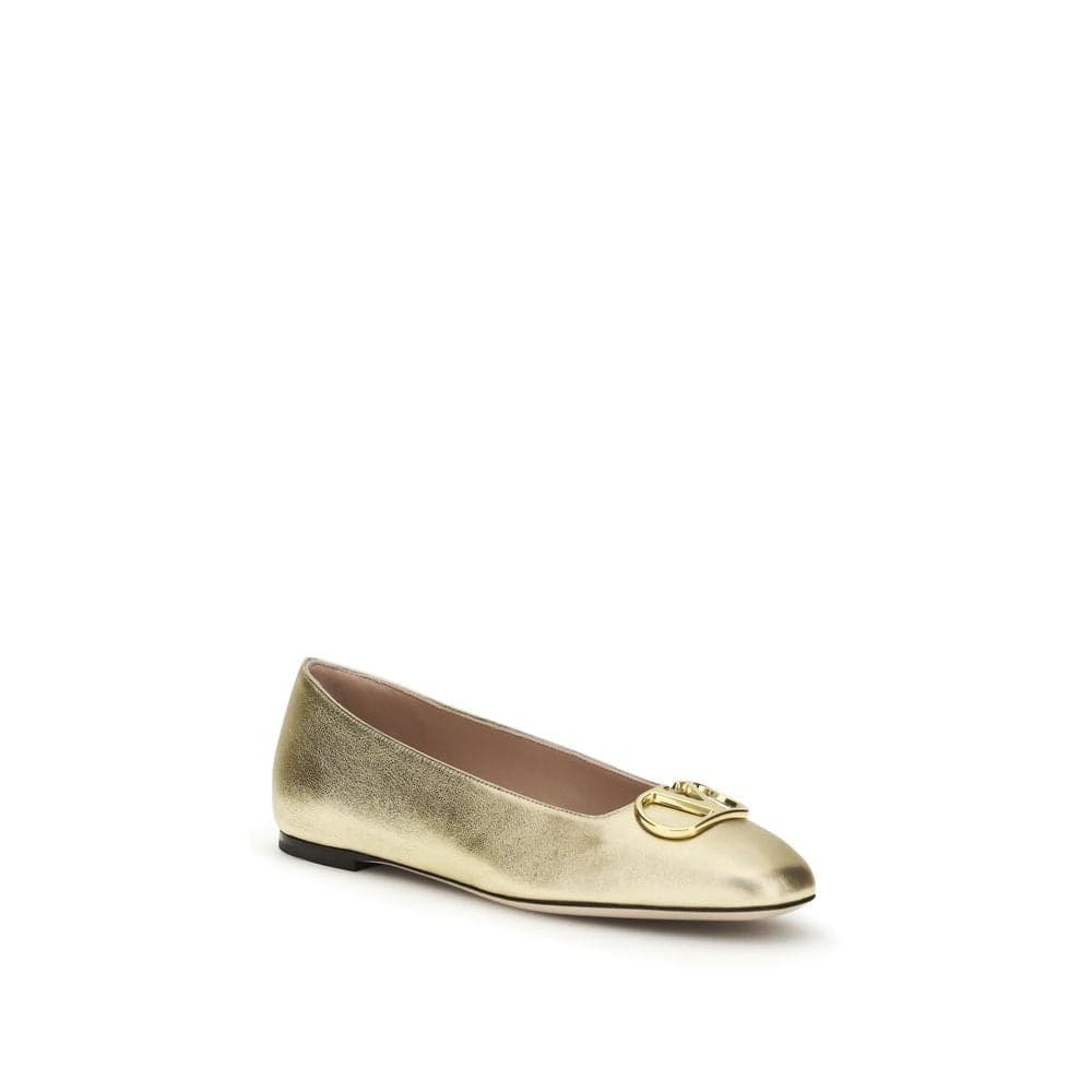Valentino Garavani Gold Napa Leather / Calf Bos Taurus Ballet Flats - 2