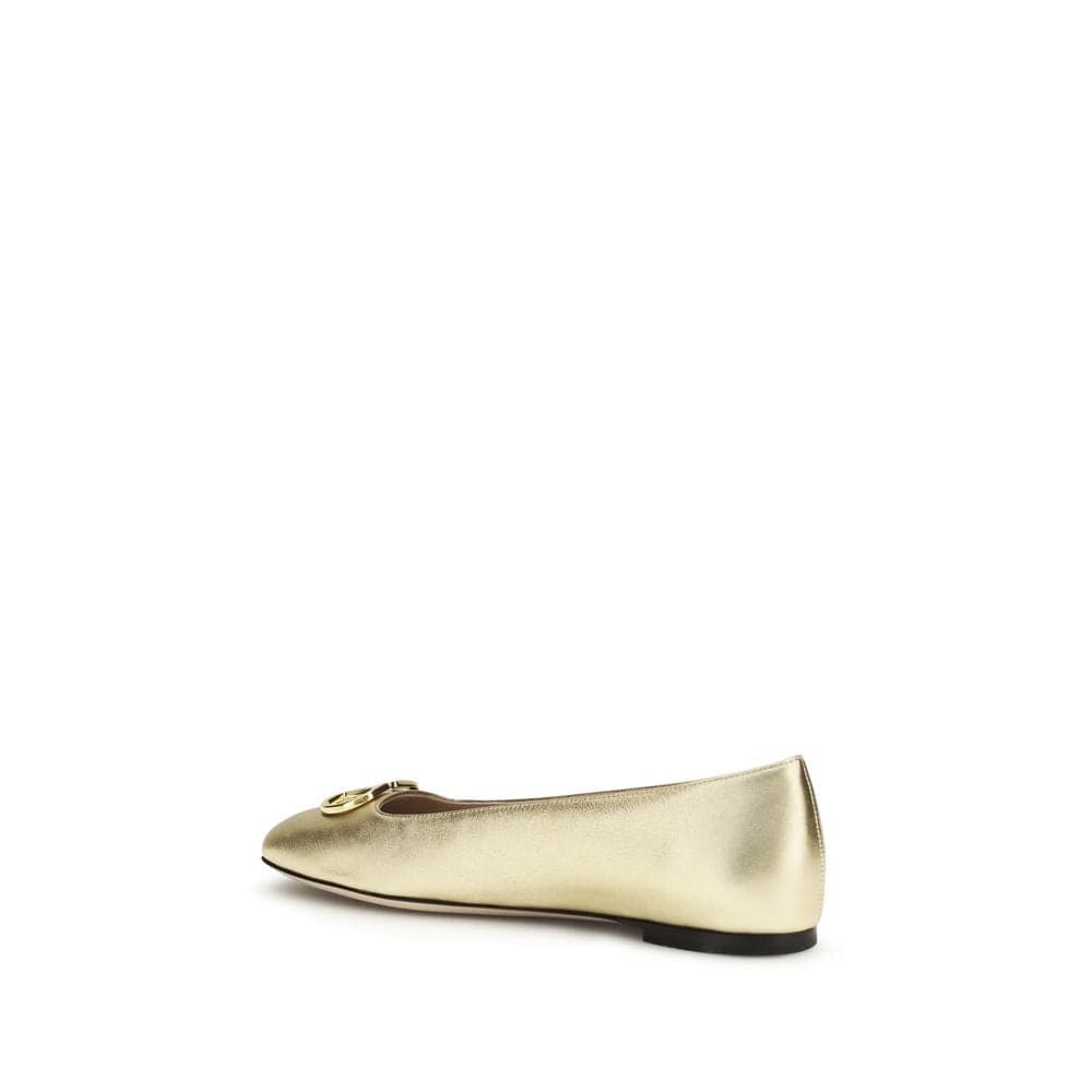 Valentino Garavani Gold Napa Leather / Calf Bos Taurus Ballet Flats - 3