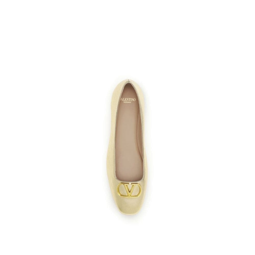 Valentino Garavani Gold Napa Leather / Calf Bos Taurus Ballet Flats - 4