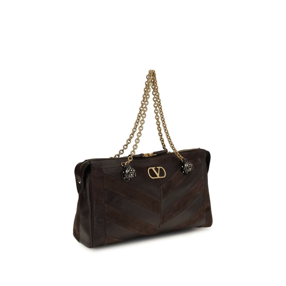 Valentino Garavani Brown Calf Leather Bos Taurus Shoulder Bag - 2