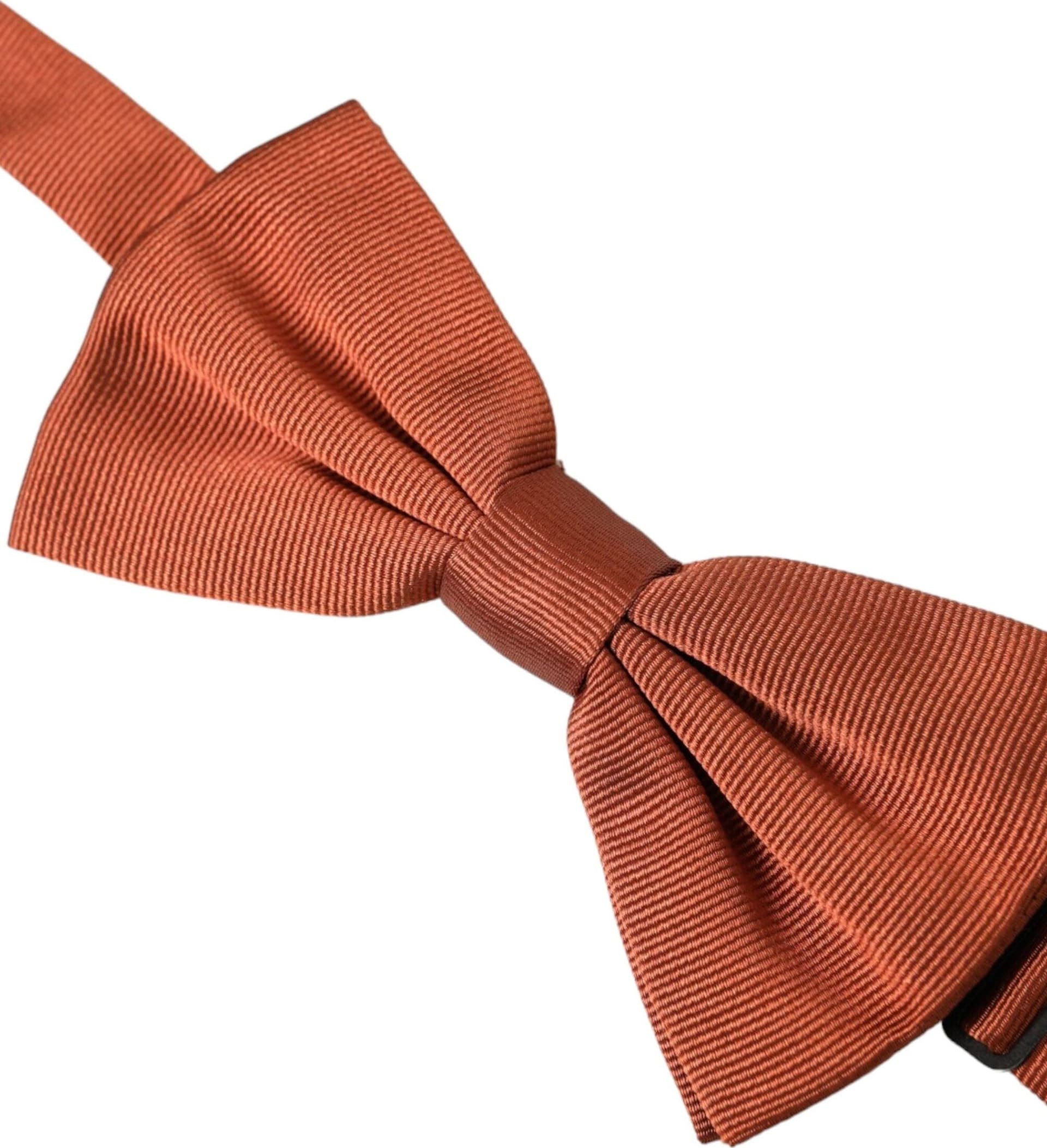 Dolce & Gabbana Brown Silk Adjustable Neck Men Bow Tie - 3