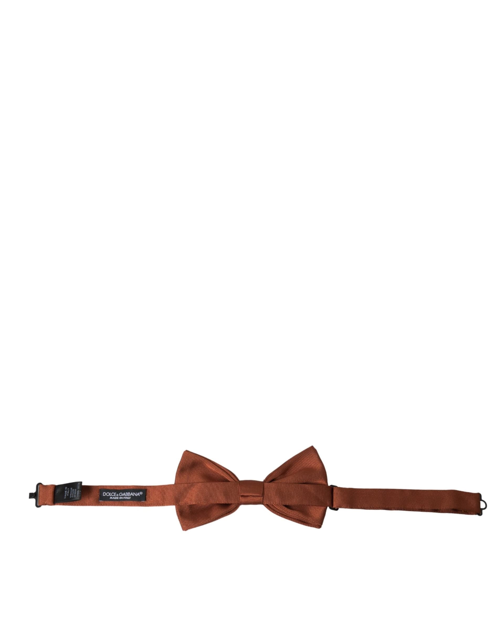 Dolce & Gabbana Brown Silk Adjustable Neck Men Bow Tie - 4